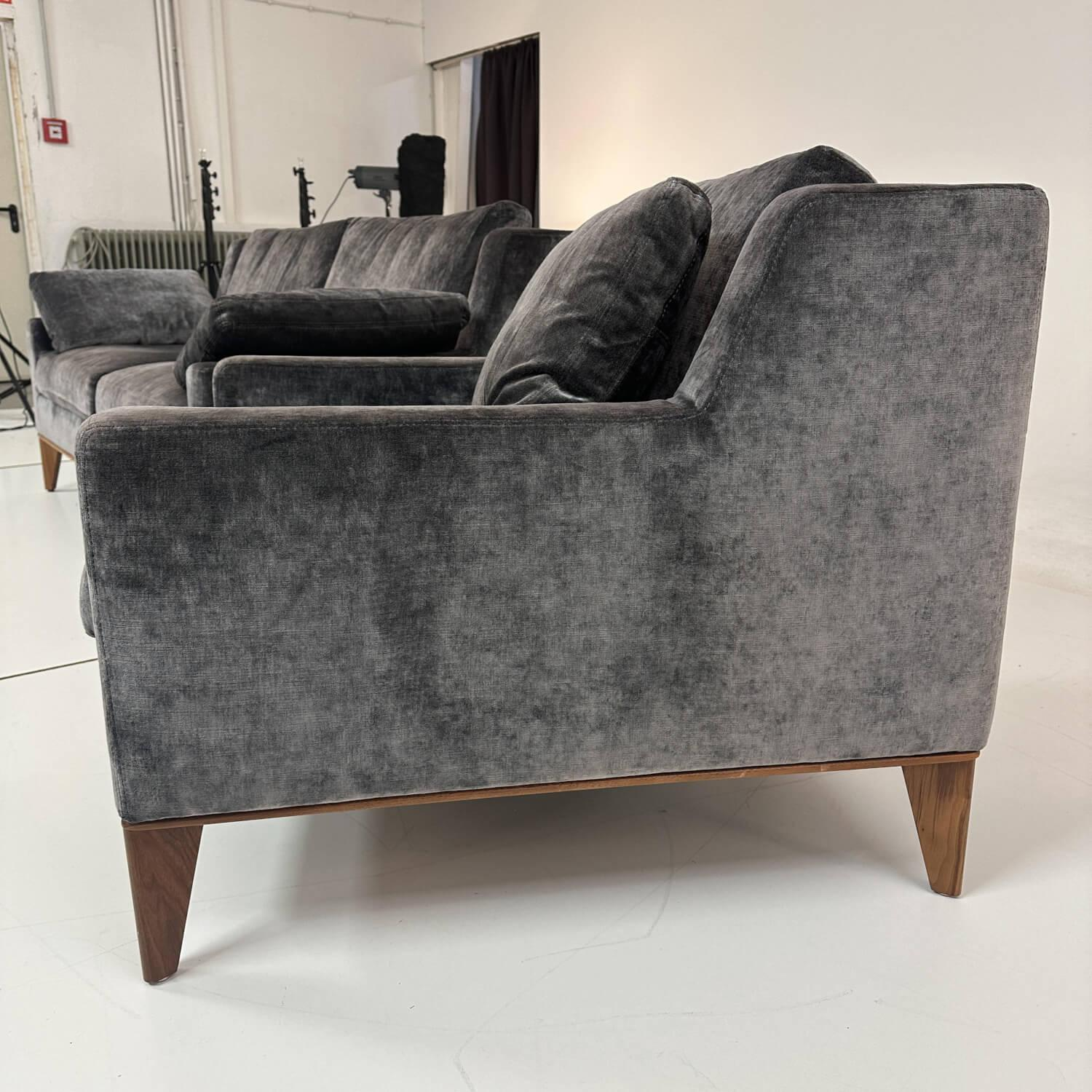 Werther - Sofa Mit Sessel Skagen Bezug Stoff Dark Grey U302K Dunkelgrau Untergestell Nussbaum - 10