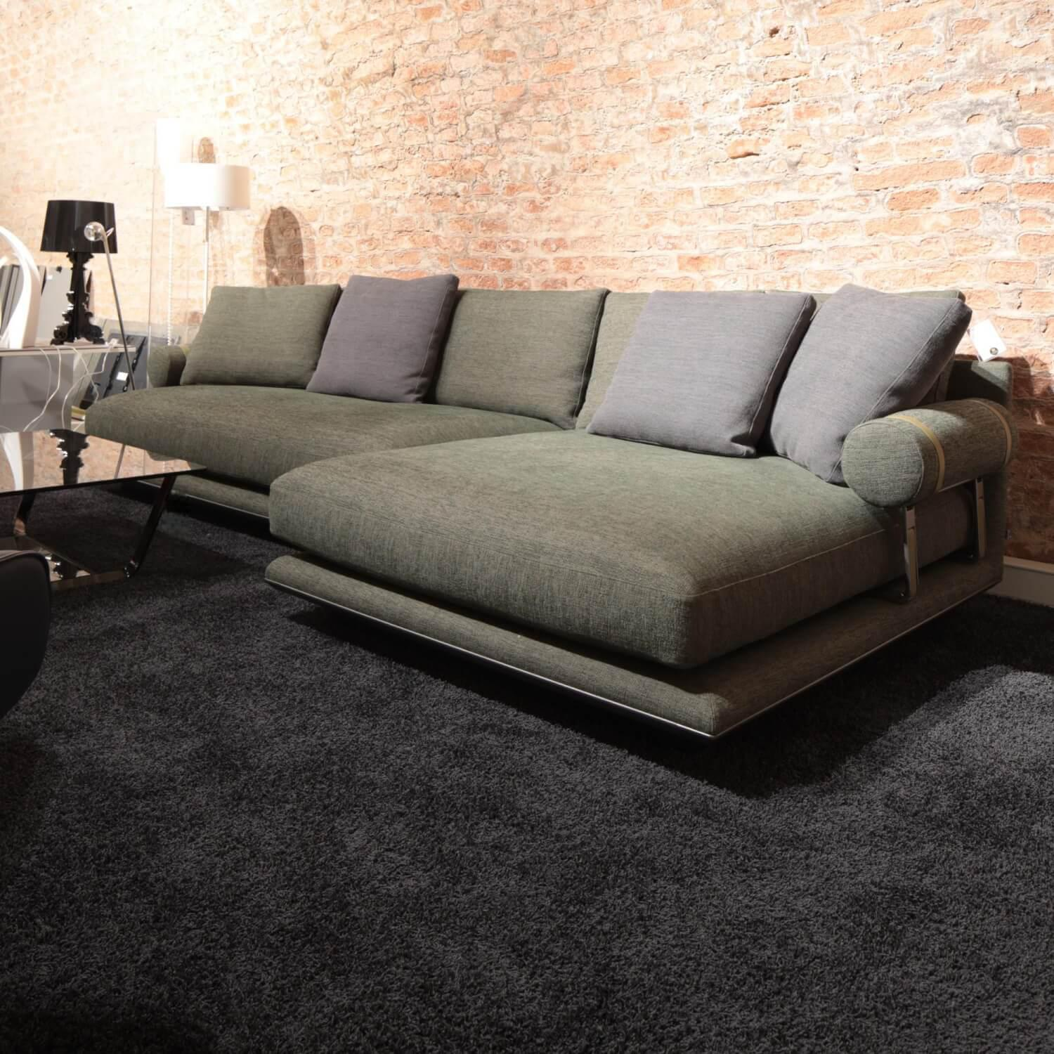 B&B Italia - Ecksofa Noonu Stoff Sara Olivgrün 2625435 Grün Gestell Hartzinn Lackiert Mit Kissen - 6