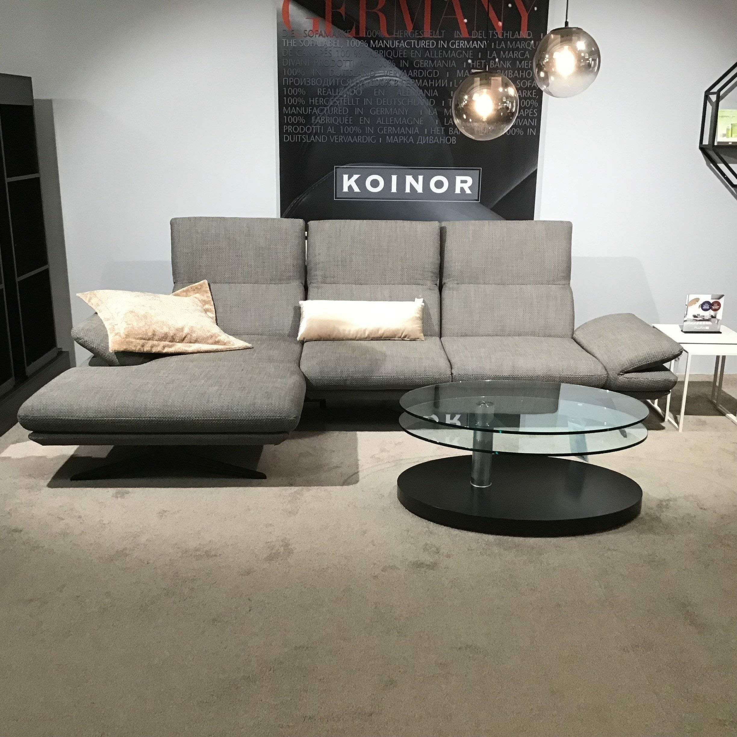 Koinor - Ecksofa Cono Stoff Kaleido Grau Braun Kufengestell Metall Schwarz Inklusive Kissen - 2