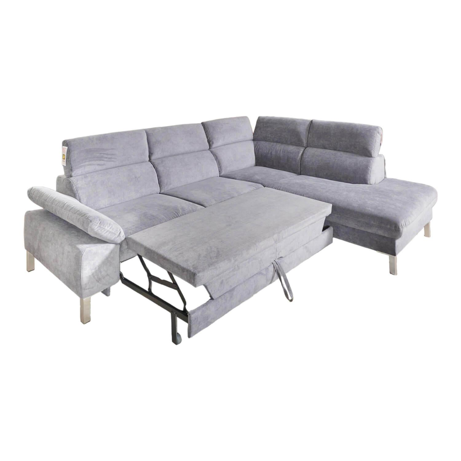 Carina - Eckgarnitur Kiri Stoff Matrix Steel Grau mit Auszug - 1