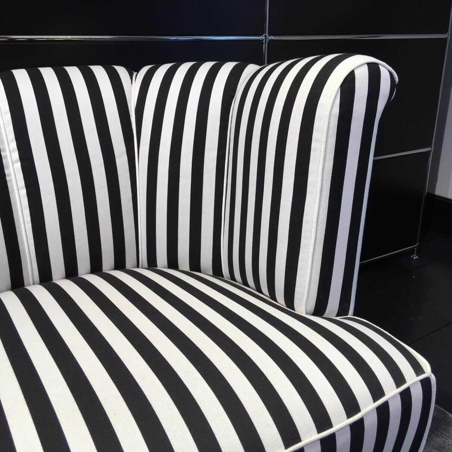 Wittmann - Sofa  Alleegasse Stoff E Streifen Schwarz Weiß Füße Schwarz - 4