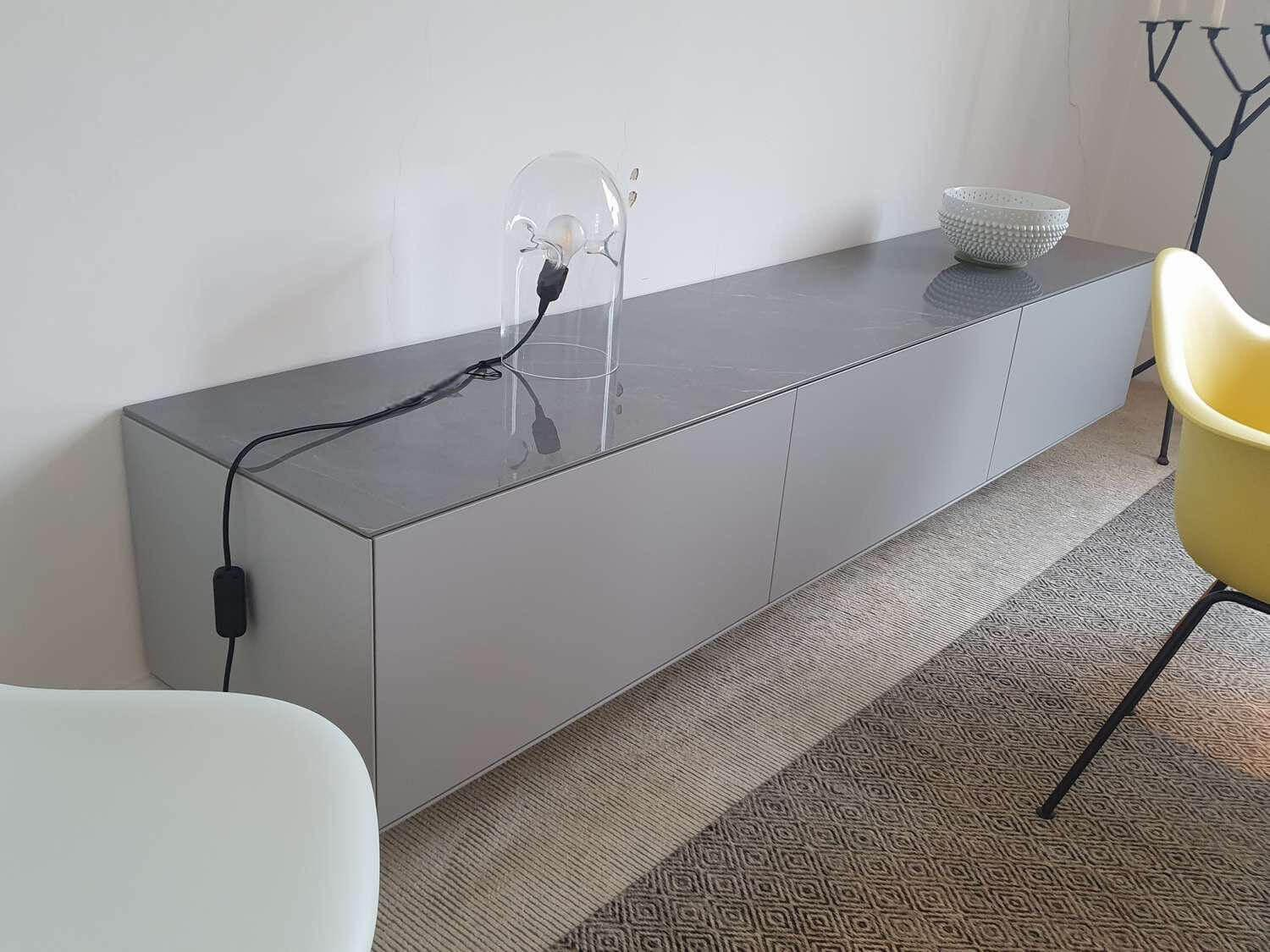 Piure - Sideboard Nex P51 Cool Grey Grau Abdeckplatte Oben Stone Grey ST01 Grau Wandhängend - 5