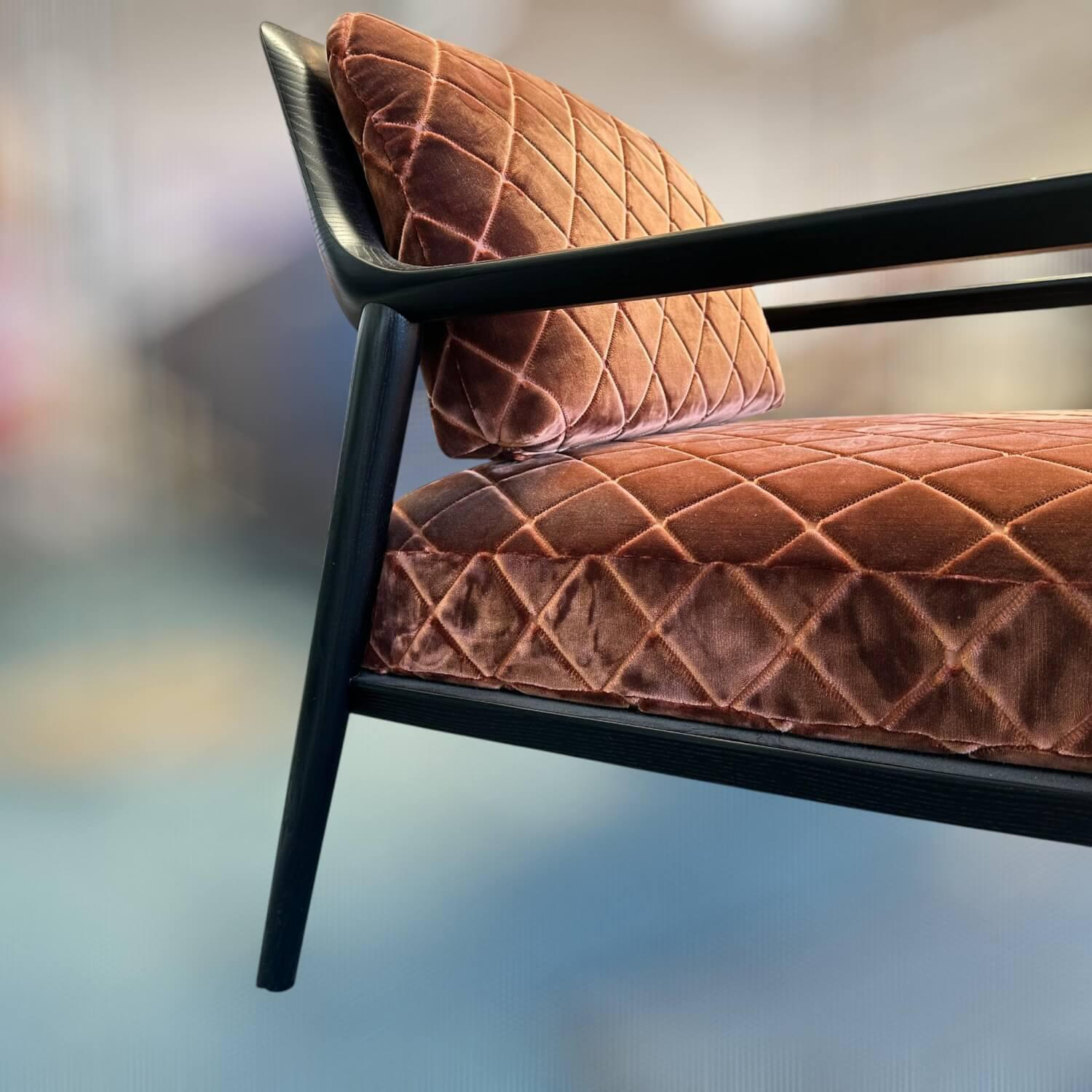 Bielefelder Werkstätten - Sessel Gatsby Stoff JAB Viscount JA3017-061 Orange Braun Füße Holz Schwarz Gebeizt - 12