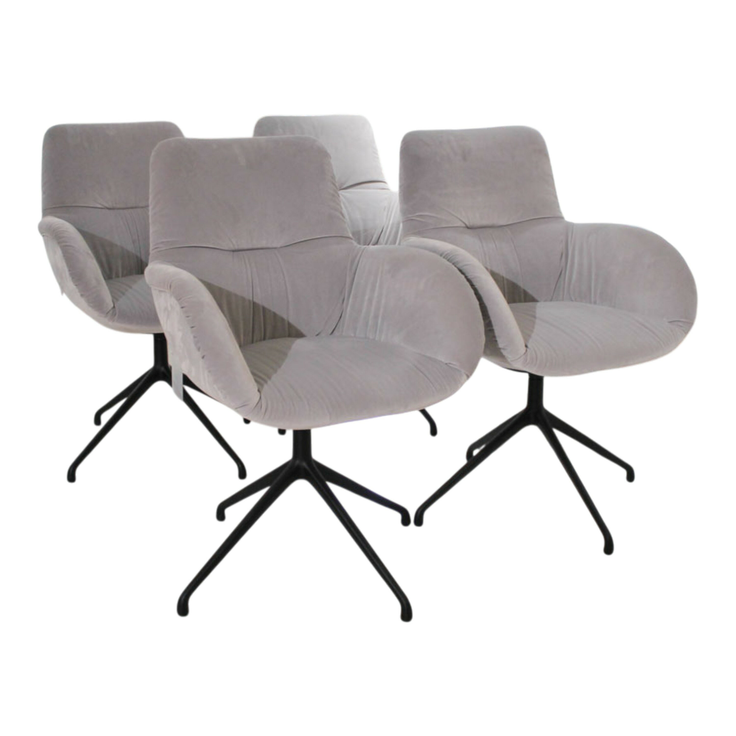 Werther - 4er-Set Stuhl Jona Leger Stoff Hellgrau Gestell Schwarz Drehbar - 1