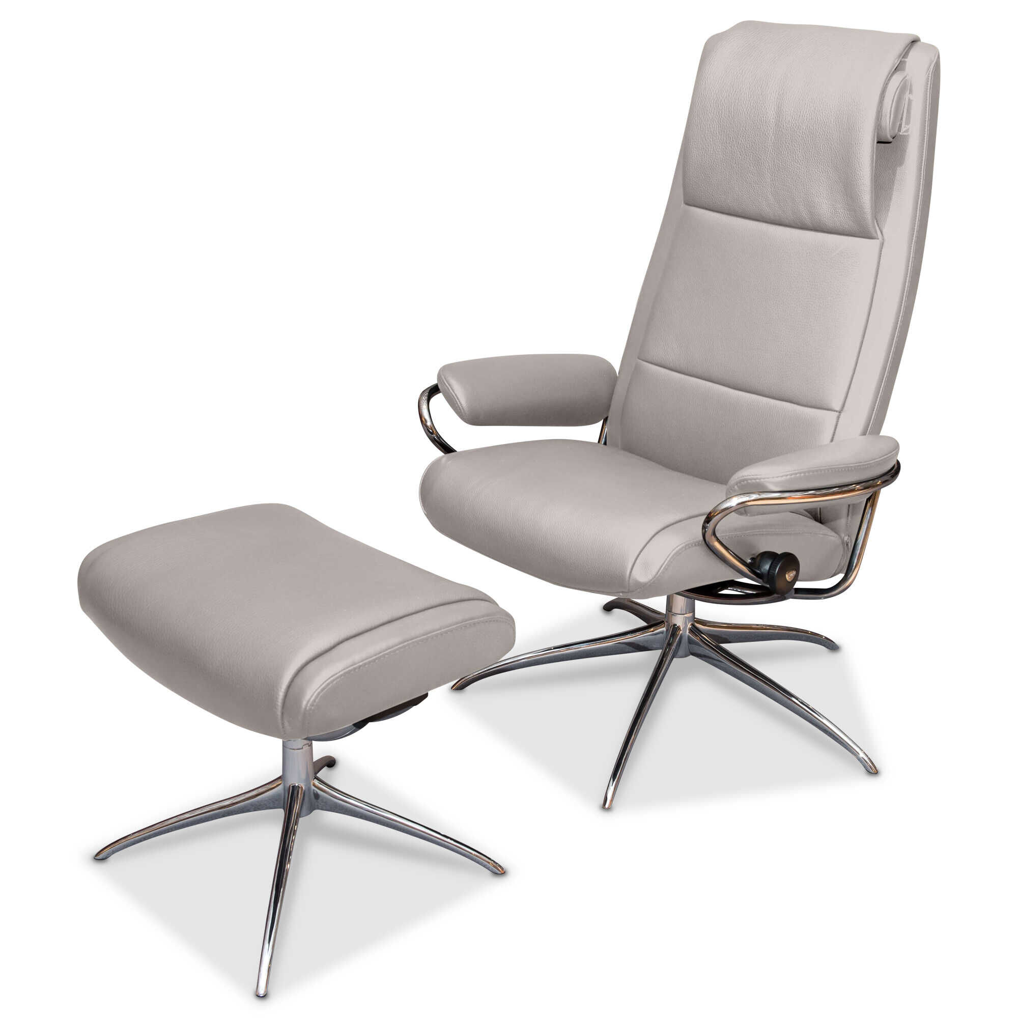 _DSC27615b19476b20fea-2 Stressless - Sessel Paris High Back Leder Grau Cori mit Hocker - 1