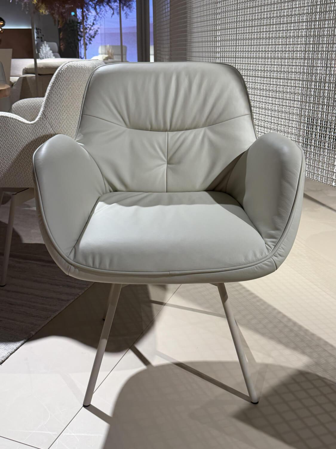 himolla - Stuhl Dining 1473 Leder 27 Longlife Mimosa Fragrance Beige Gestell Metall Beige Mit Rückholfeder - 3