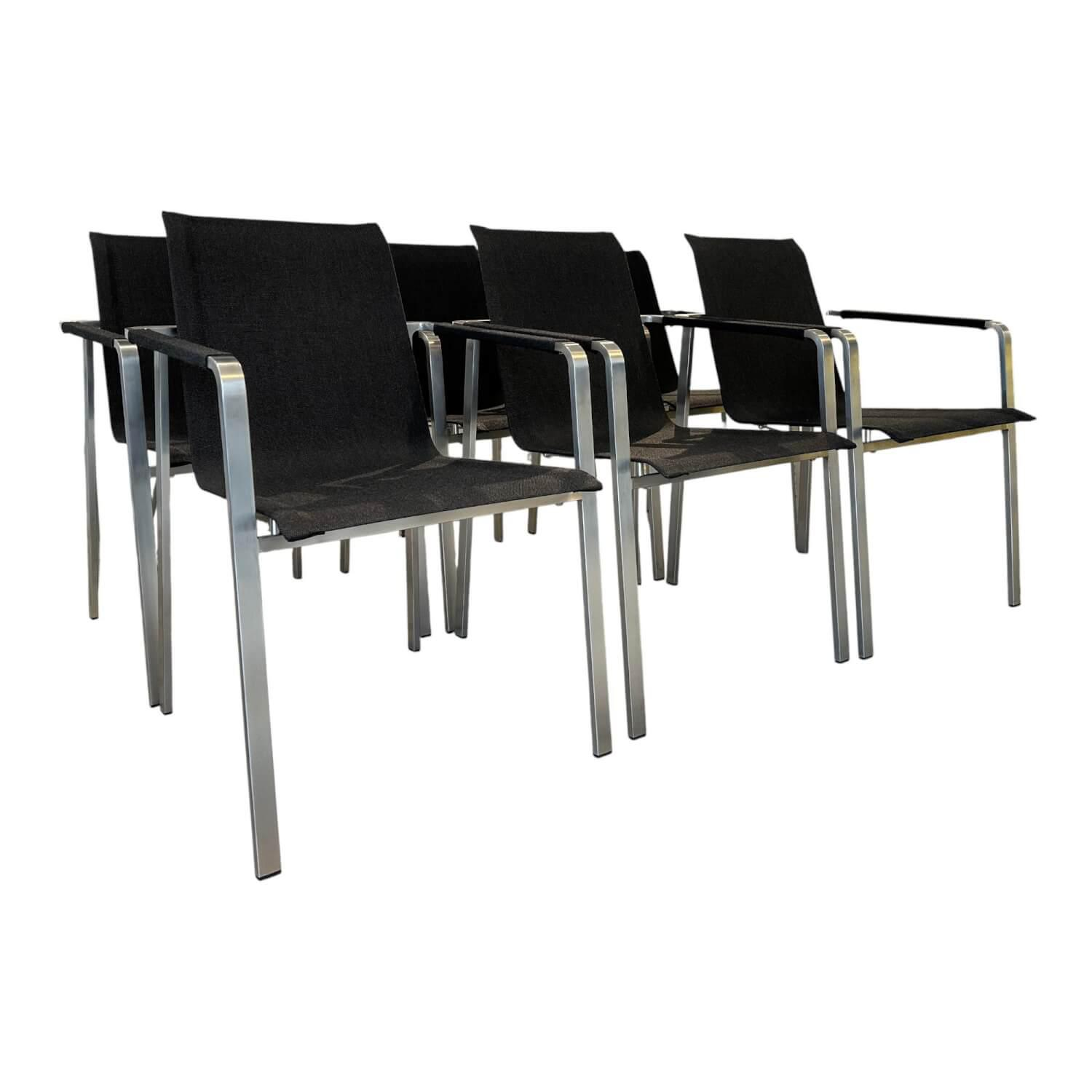 Solpuri - 6er Set Stapelsessel Jazz Bespannung Softex Gewebe Coal Schwarz Grau Gestell Edelstahl - 1