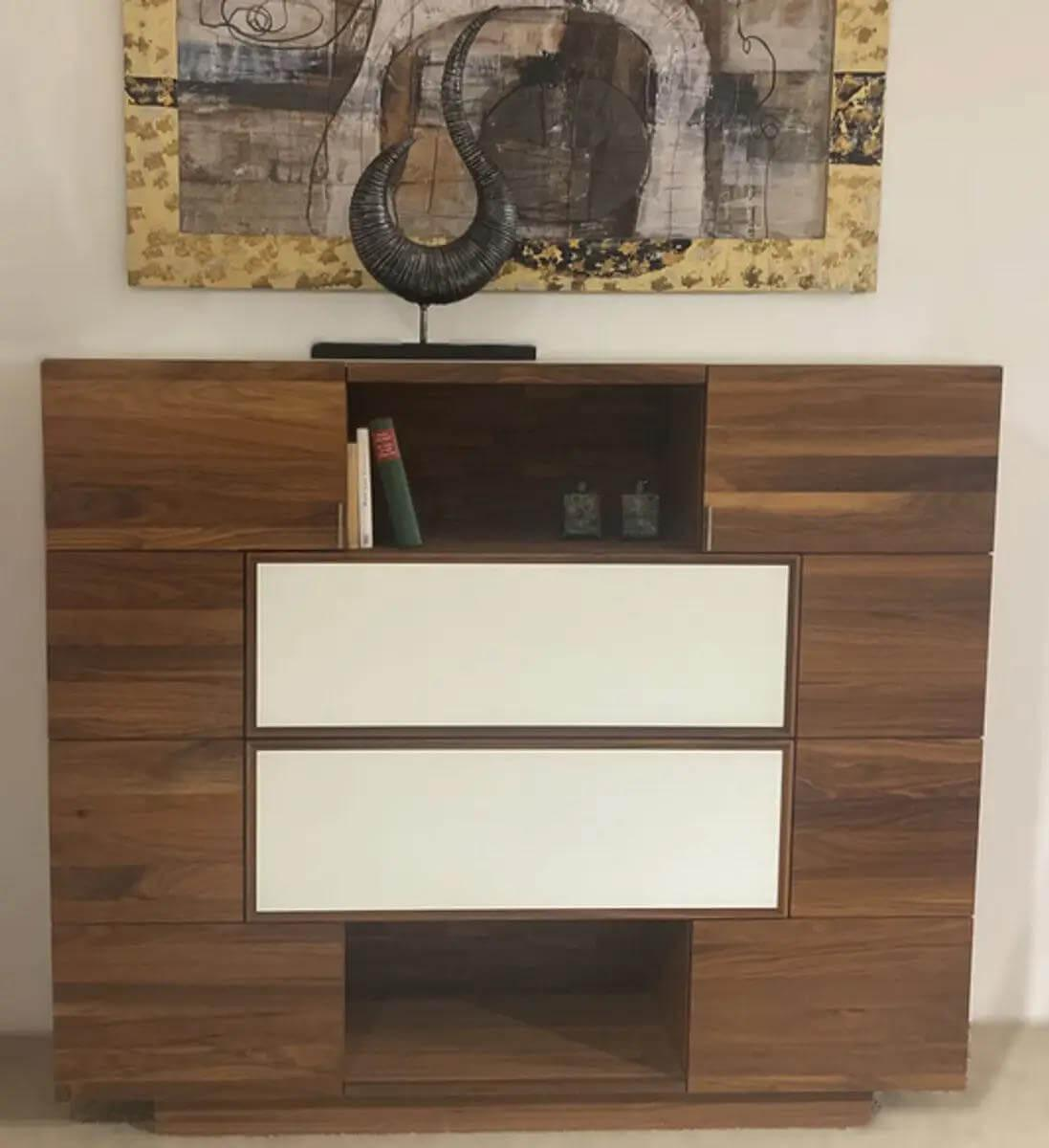 Voglauer - Highboard M4511 Wildnuss Massiv Geölt Absetzung Colorgals Optiwhite Weiß - 3
