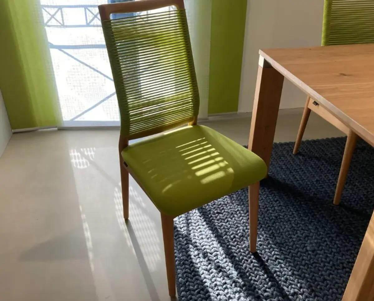 Venjakob - 6er Set Stuhl Jessica Stoff TriTex Limette Grün Gestell Eiche Massiv Geölt - 2