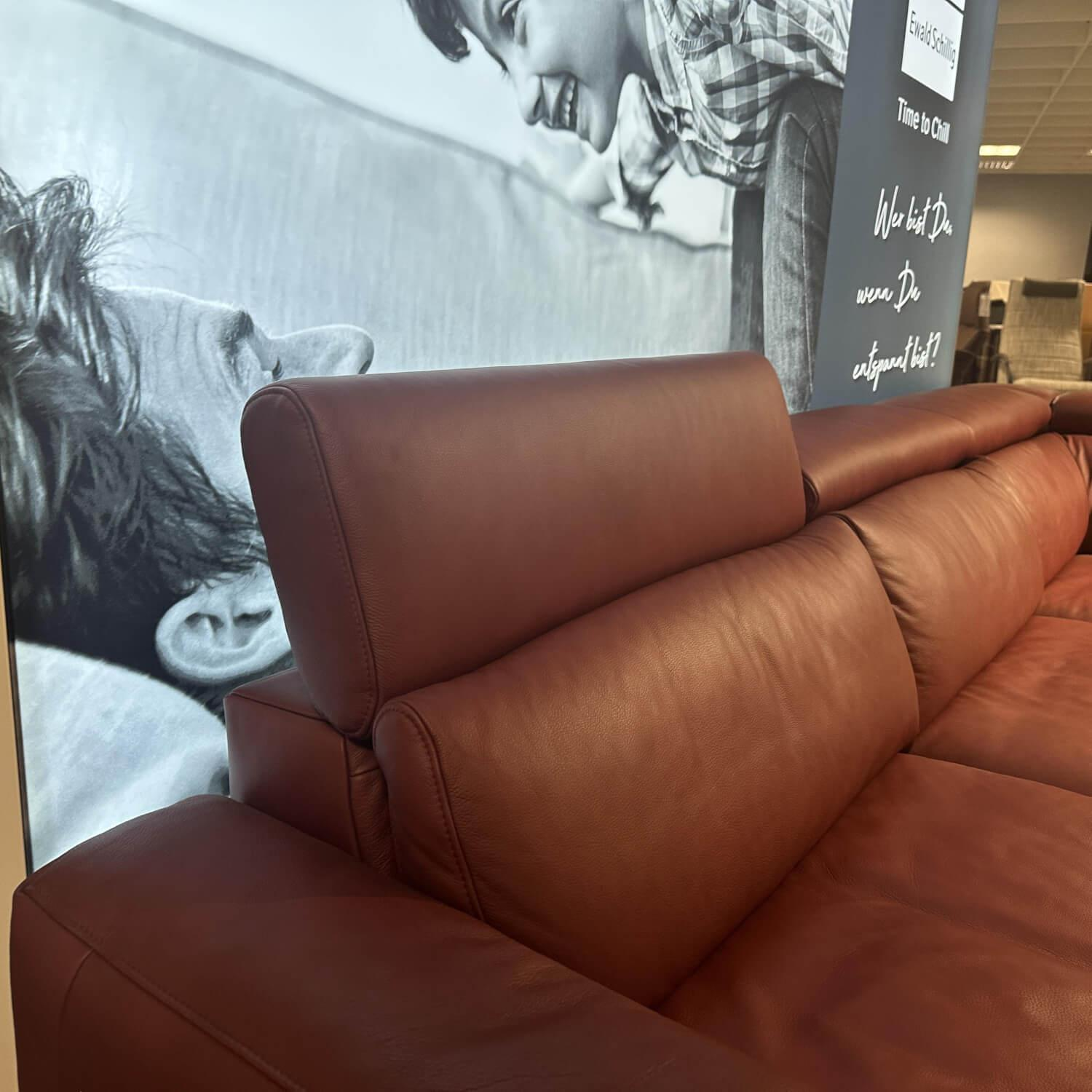 E. Schillig - Ecksofa Amante Leder L150 87 Weinrot Rot Metallfuß Schwarzchrom Mit festem Hocker - 6