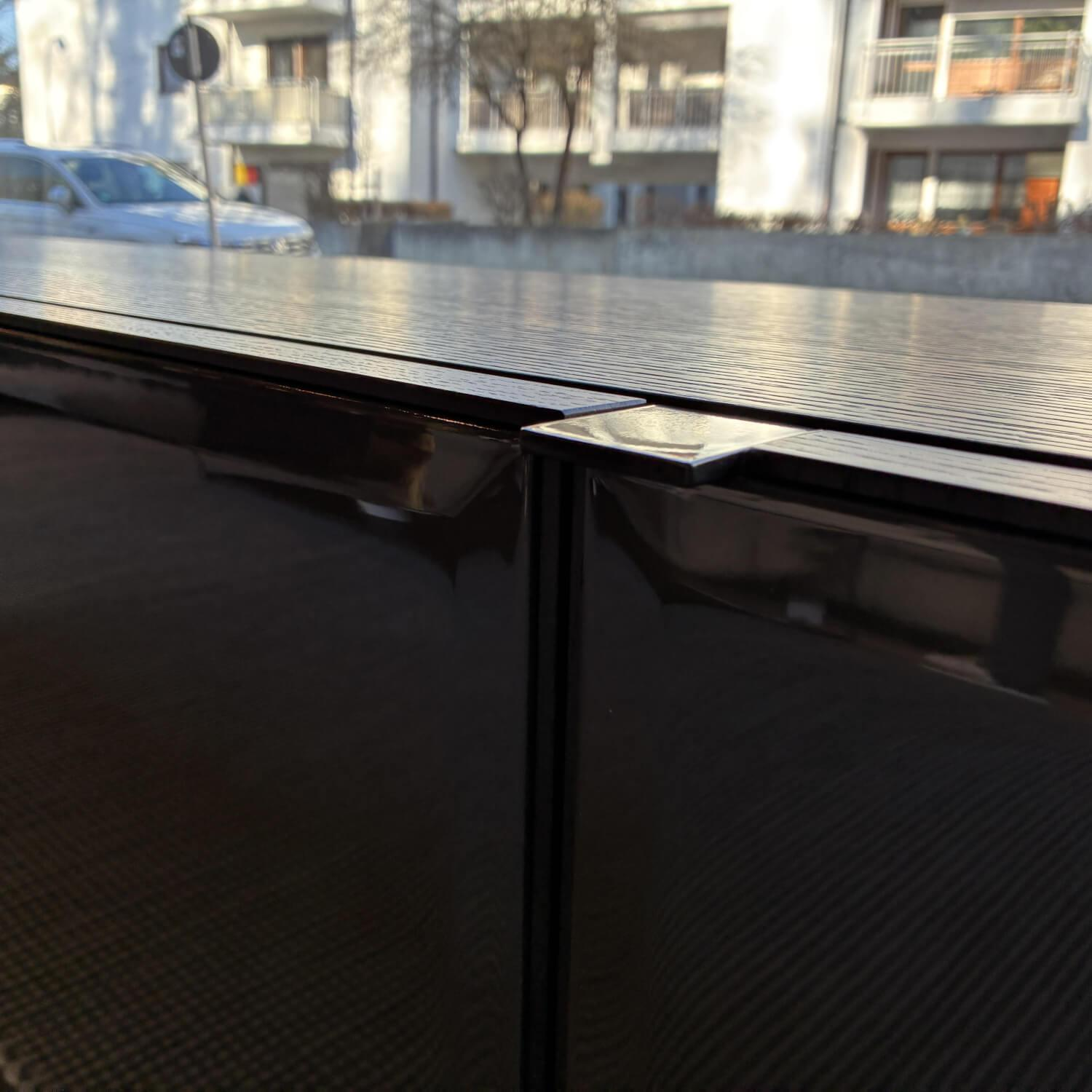 Minotti - Sideboard Morrison Lack Hochglanz Granit Anthrazit Korpus Furnier Eiche Mokkafarbig Lackiert - 7