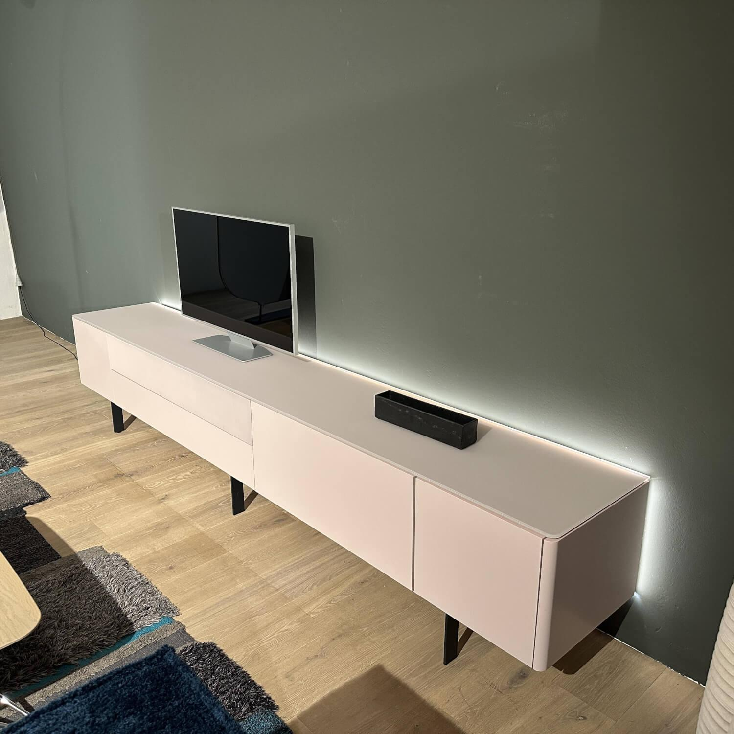 Sudbrock - Sideboard Goya Lack 481 Antik Rosa Abdeckplatte Glas Gefrostet Lackiert Mit Indirekter Beleuchtung - 6