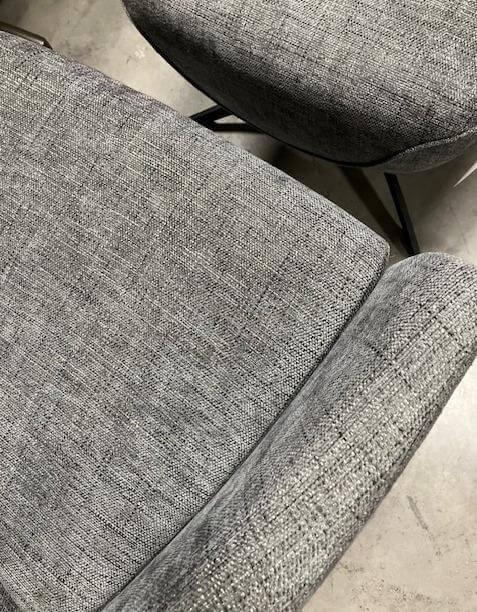 Jori - Loungesessel Griffon Stoff Mephis 10 Grau 4-Sternfuß Metall Schwarz Lackiert Inkl. Hocker - 5