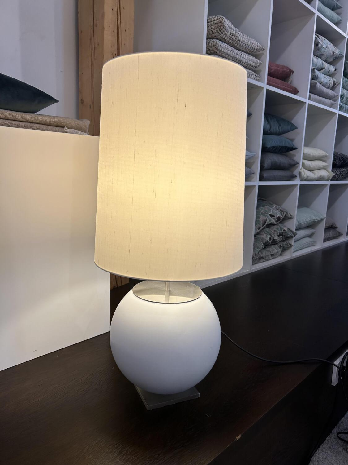 Christine Kröncke - Table Lamp Mila Base Porcelain And Stainless Steel White Light Shade Silk White - 4