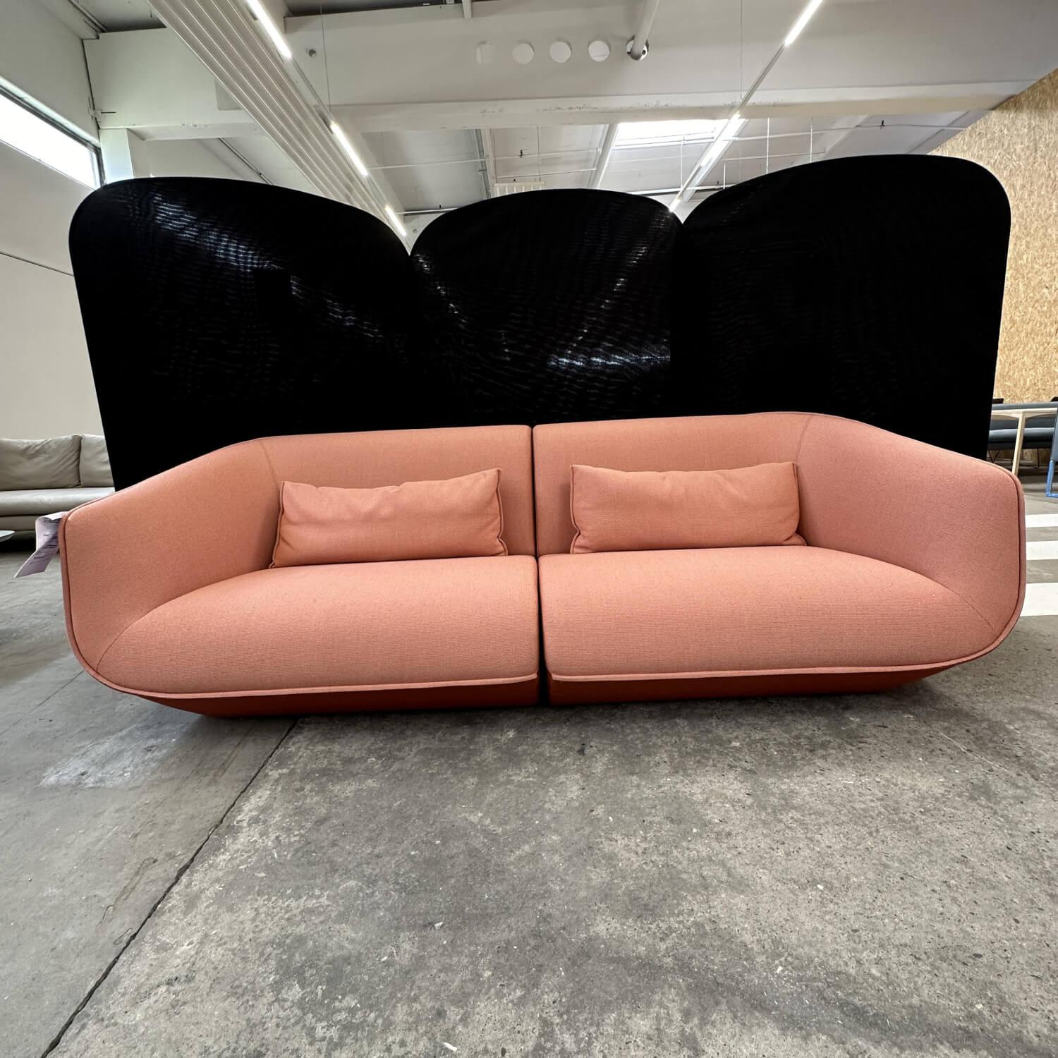 COR - Sofa Nook 36311 Außen Stoff 7203 Terrakotta Braun Rot Innen Stoff 10071 Grapefruit Rosa Rot  Mit 2 Lendenkissen 3690 - 6