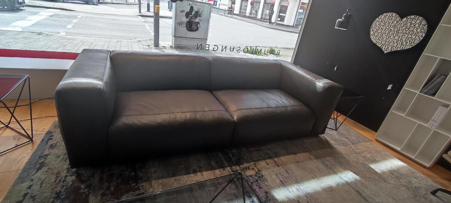 Prostoria - Sofa Cloud Leder Cervo 80 Schwarz Füße Gleiter Kunststoff Schwarz - 3
