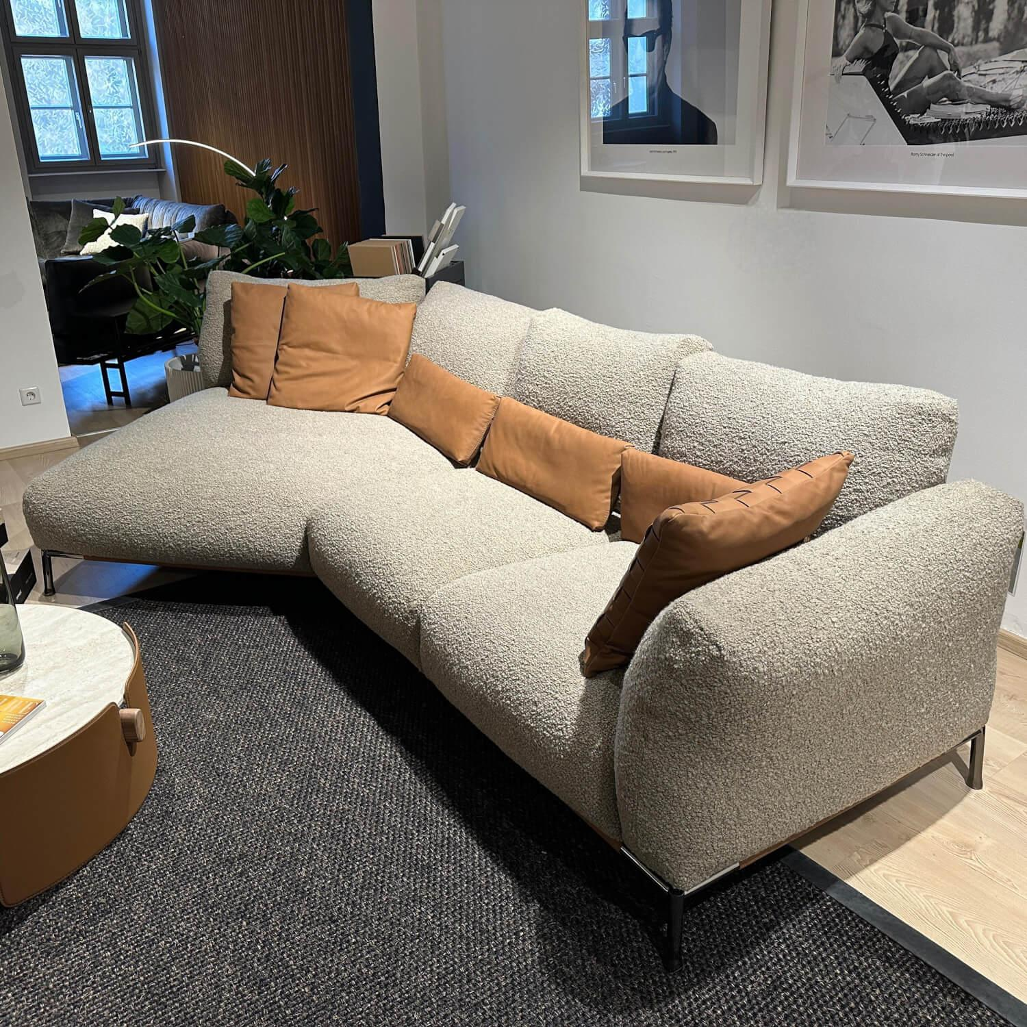 Cierre - Polstergruppe Stoff Smilla 11 Grau Beige Gestell Chrom Schwarz Mit Leder Pelle Setanil 76 Braun Mit Kissen - 3