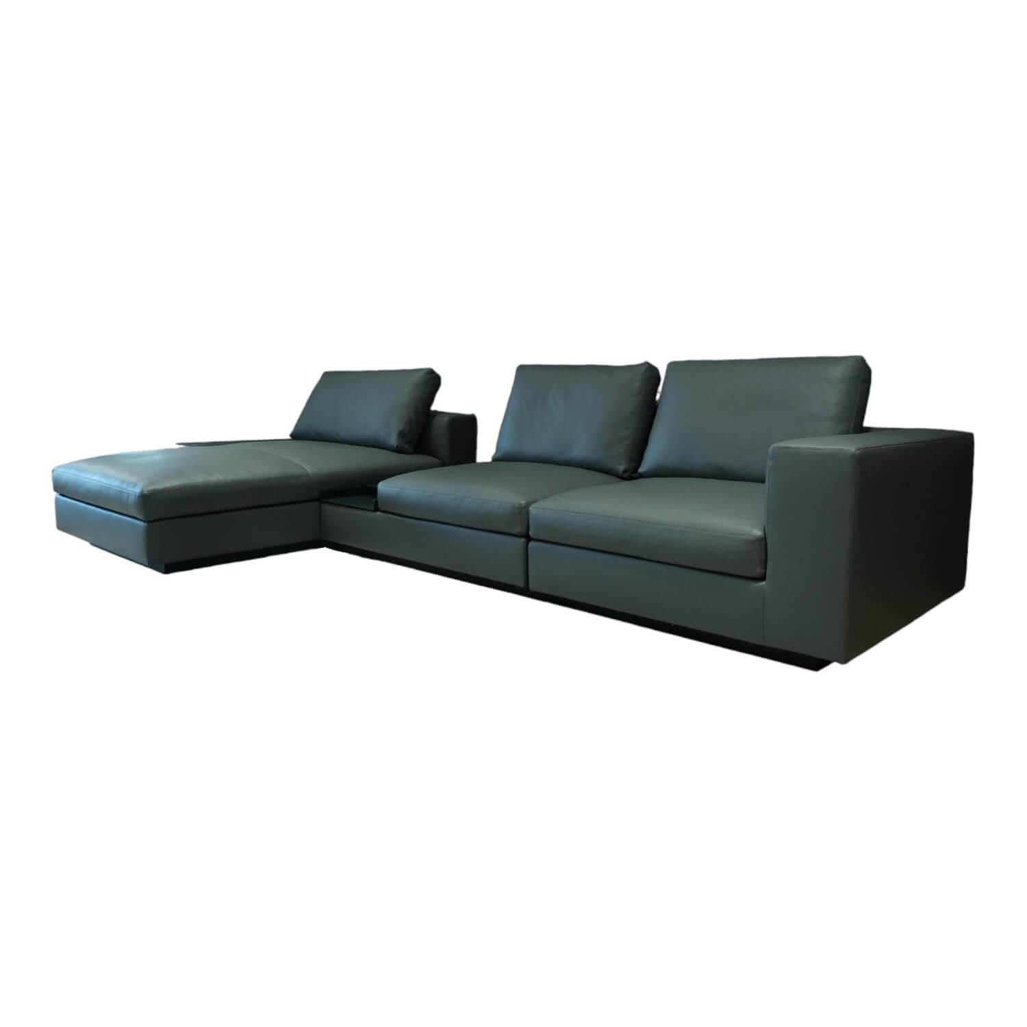 Ecksofa Living Landscape Leder 1430 Cashmere Warm-Grey mit Kissen