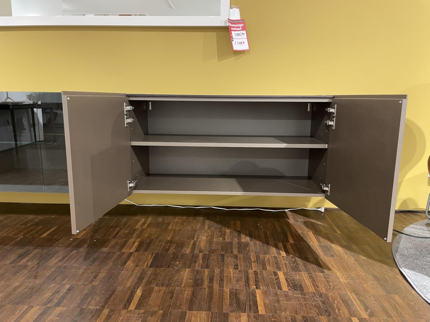 Interlübke - Hanging sideboard Cubus Light lacquer M10 bronze metallic gray Including showcase lighting - 11