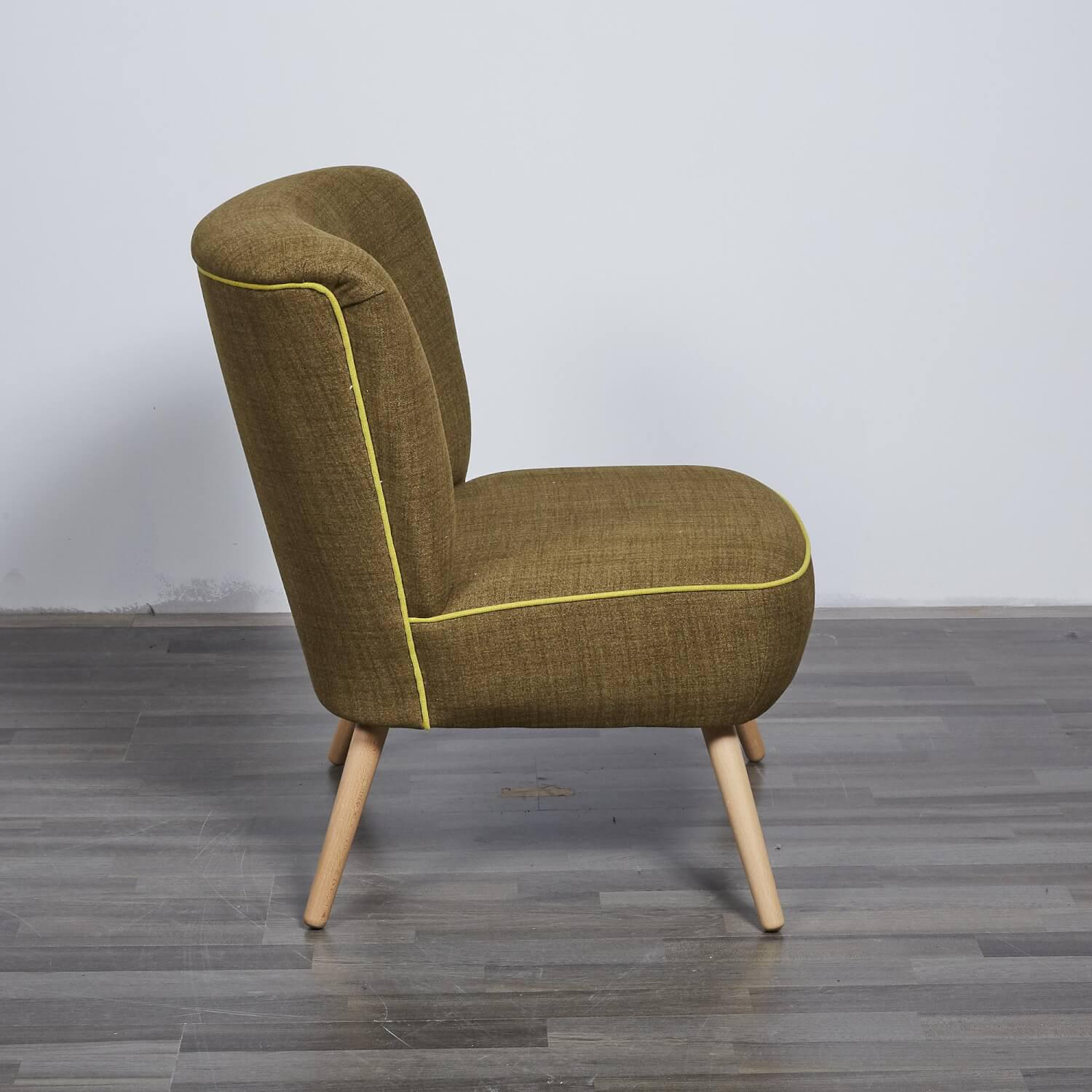 Max Winzer - Sessel Stoff Grün Mit Hellen Knöpfen Gestell Holz - 10