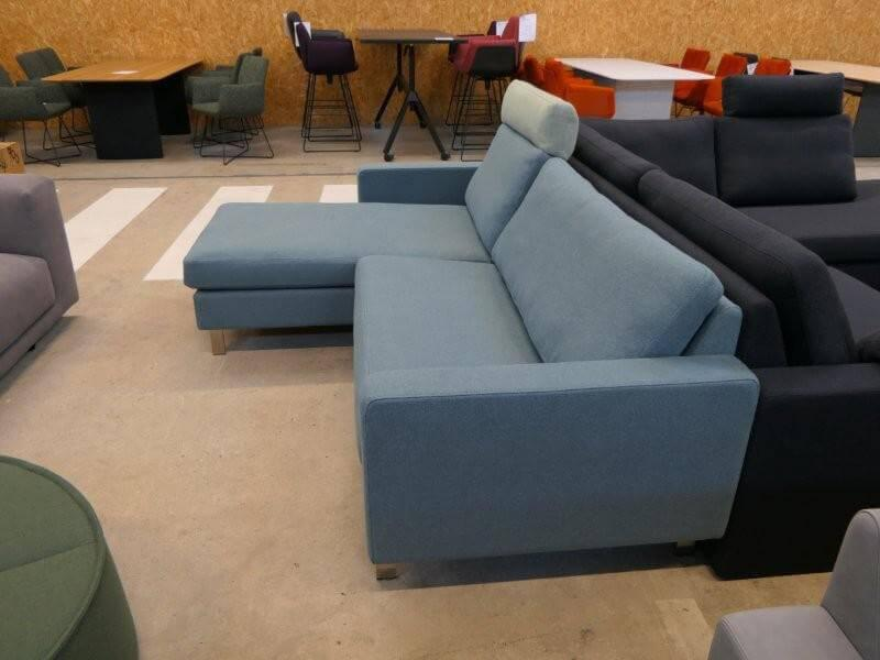 COR - Corner sofa Conseta fabric 8310 aqua blue blue Narrow feet stainless steel V2A brushed With headrest fabric 8305 mint green green - 9