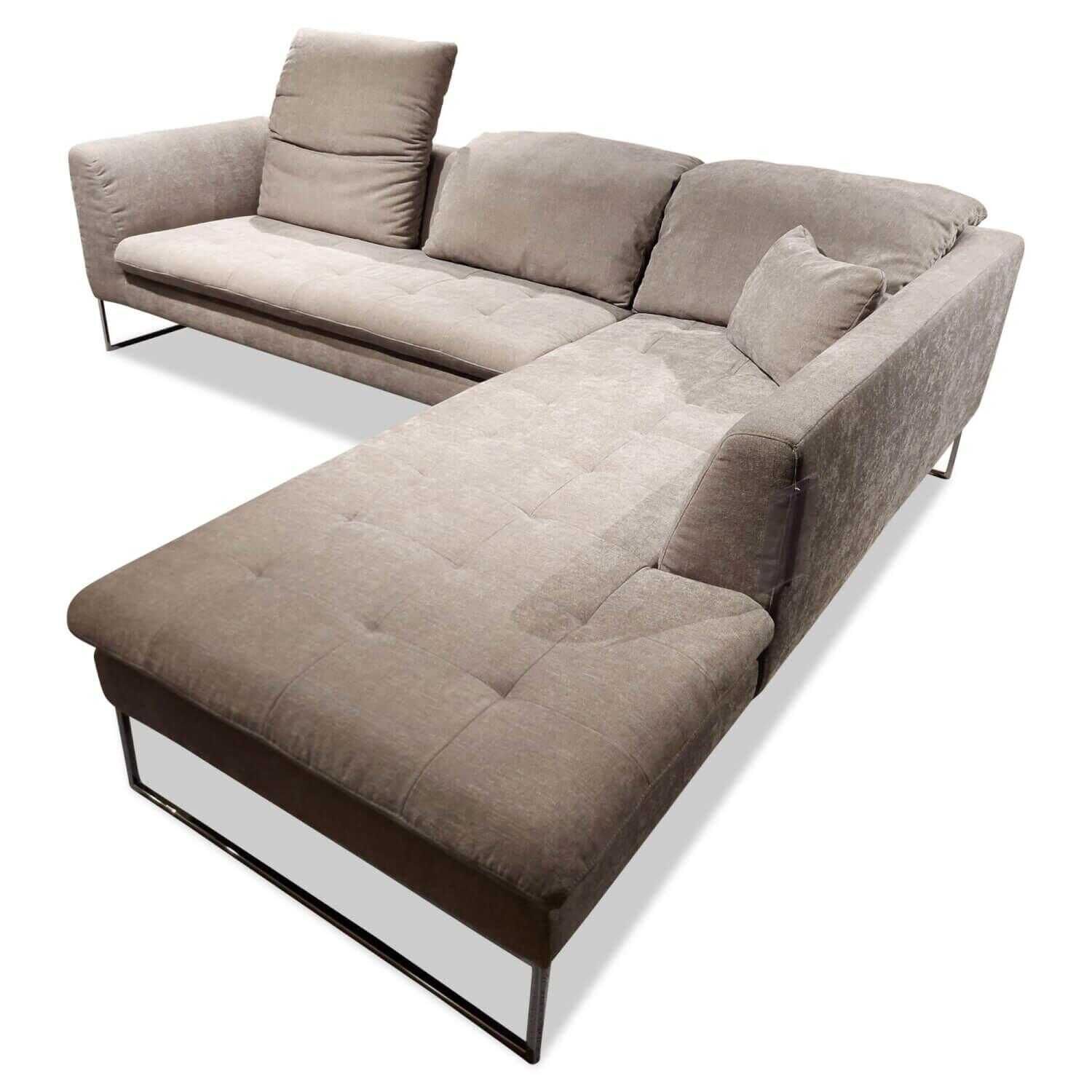 K+W - Ecksofa Sofa Jake Stoff Grau mit Kissen - 1