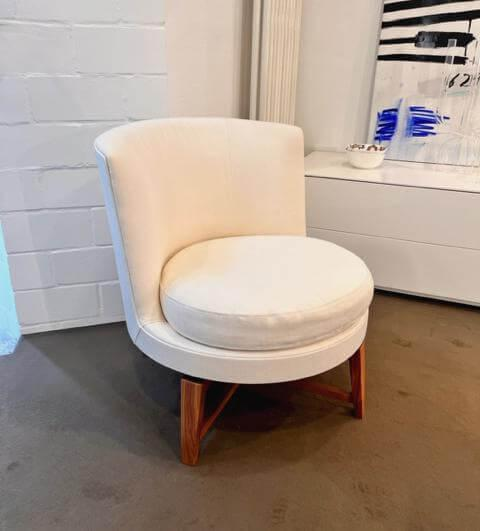Flexform - Swivel armchair Feel Good Soft Fabric Elisir Extra 408 White Frame walnut - 2
