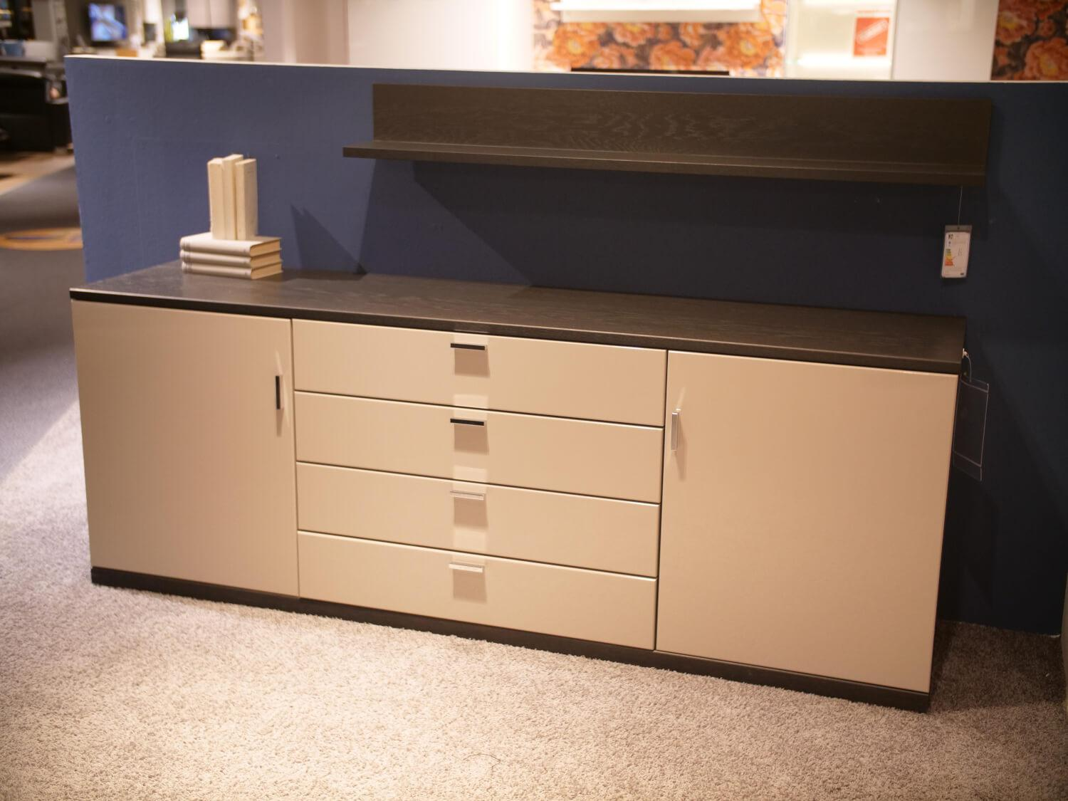 Musterring - Sideboard Kira-System 24040 R Mit Wandboard Korpus Eiche Furniert Farbton 2212 Graphit Front Lack Grau - 8