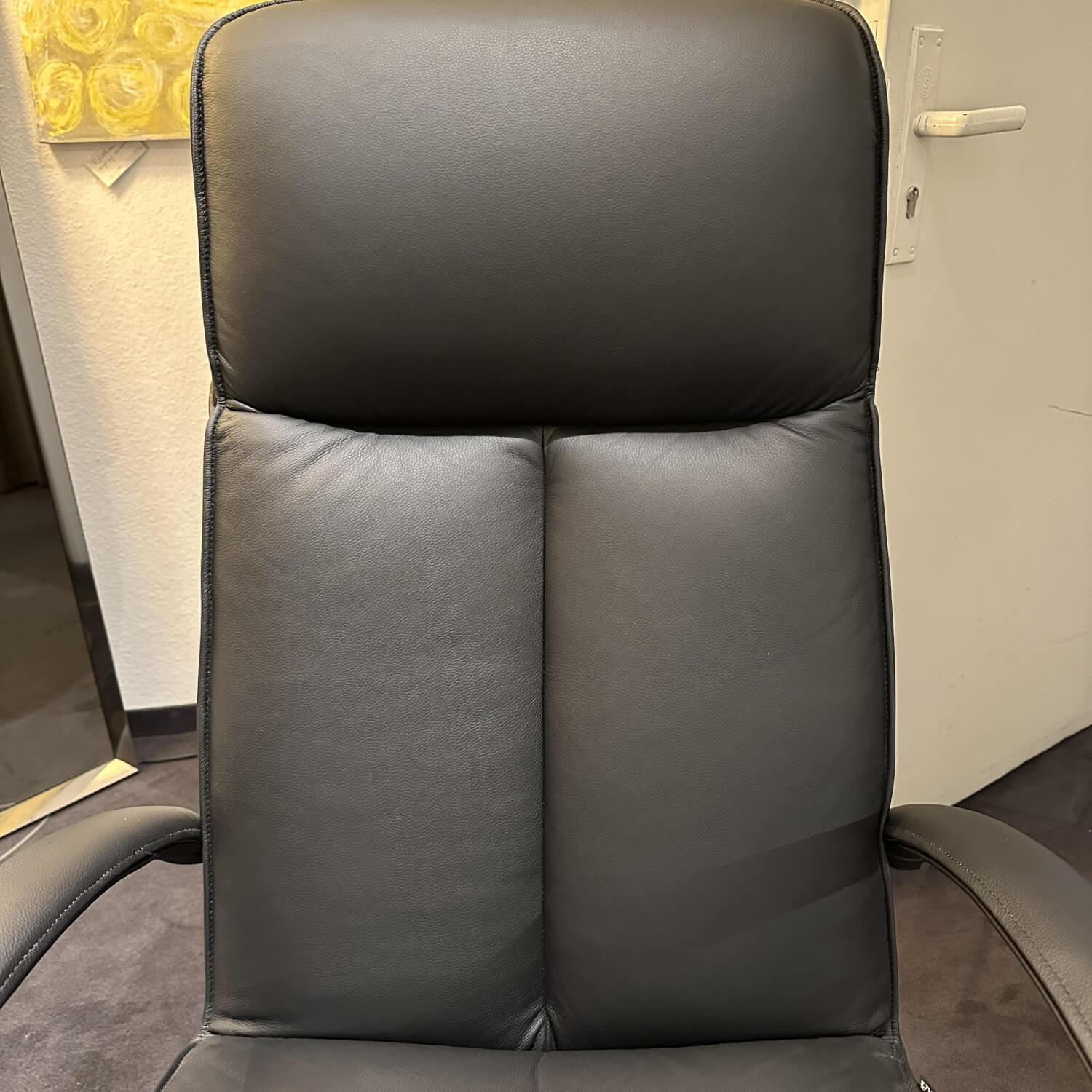Strässle - Relaxsessel Achime Bezug Leder Oregno Schwarz 5-Sternfuß Aluminium Mechanisch Verstellbar - 5