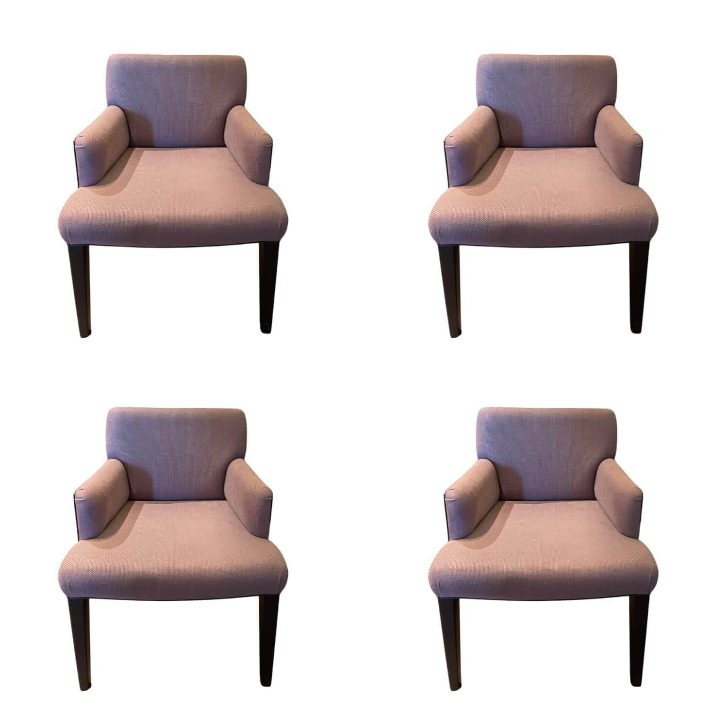 Promemoria - 4er-Set Sessel Isotta Large Leder Und Stoff Dunkelviolett Violett Füße Schwarz - 1