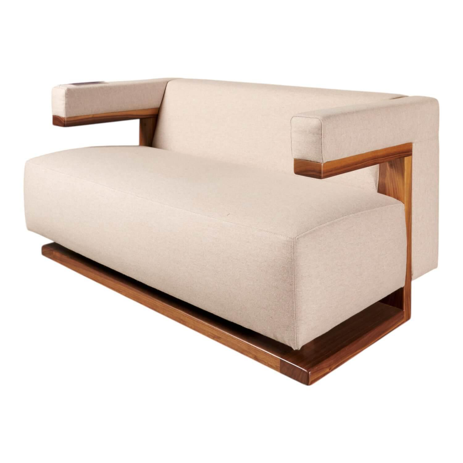 Tecta - Sofa F51 2 Stoff Doma Beige Grau Gestell Nussbaum Massiv - 1