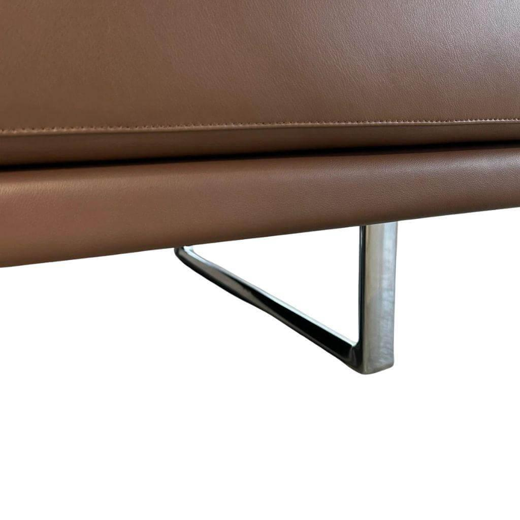 Walter Knoll - Ecksofa Prime Time Leder Elen Toffee Braun Kufen Aluminium Hochglanz Poliert - 3