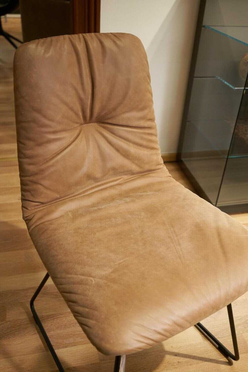 Freifrau - Bank Mit 4er-Set Stuhl Leya Außen Stoff Maple 862 Innen Vintage Leder Muscat Cognac Gestell Schwarz - 3