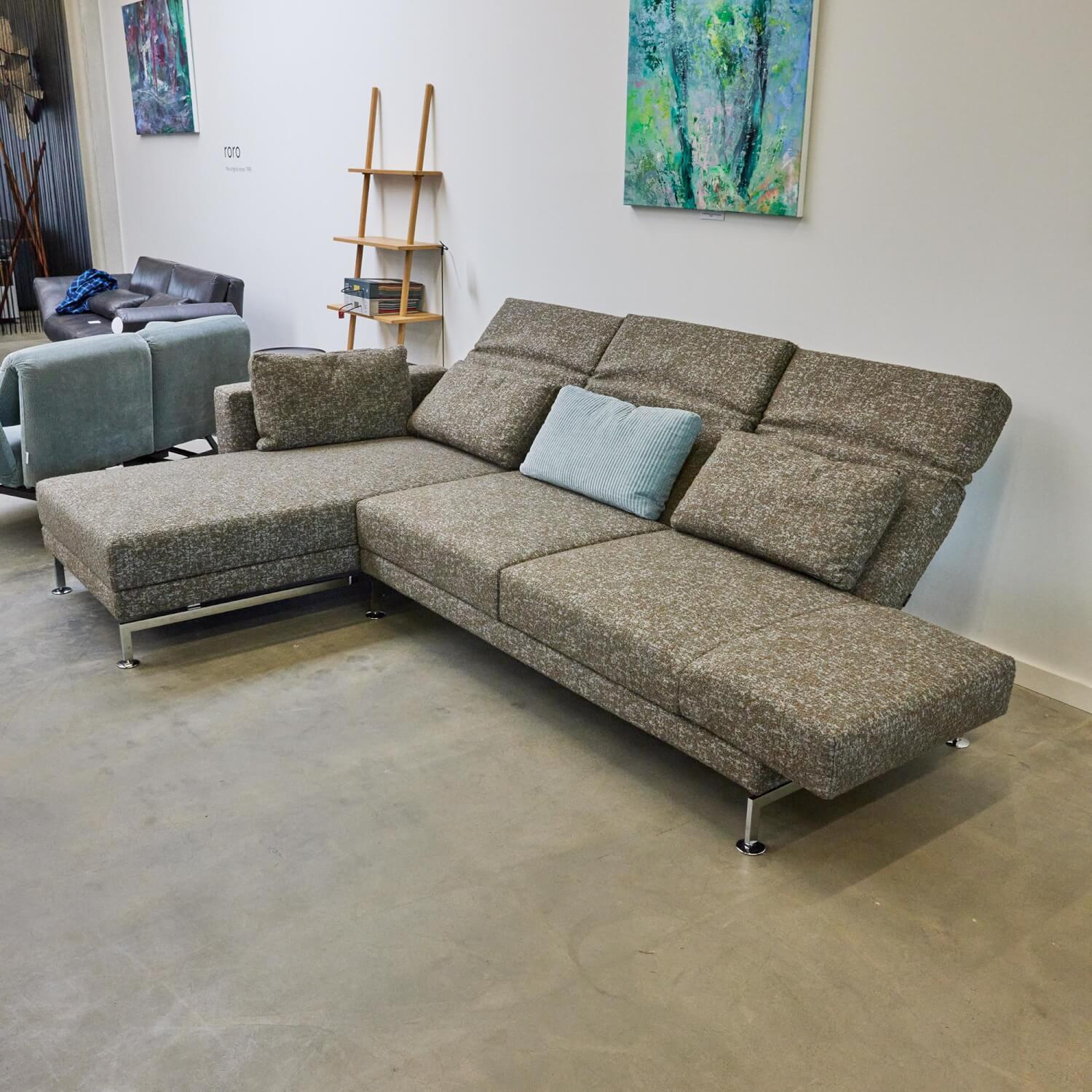 Brühl - Ecksofa Moule Medium Stoff Lierna Grau Braun Petrol Fuß Chrom Glänzend Mit Drehsitz Ohne Dekokissen - 2