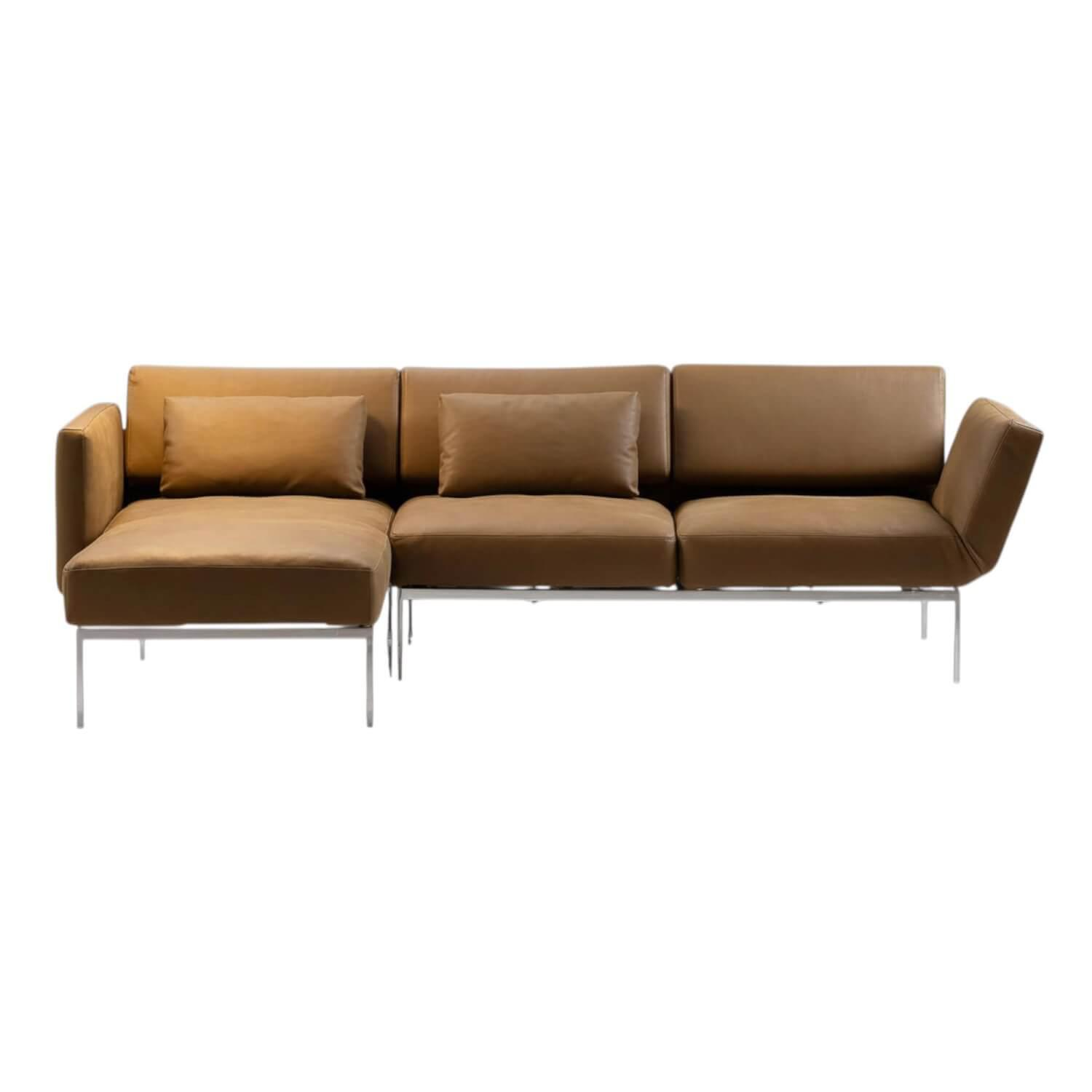 Brühl - Ecksofa Roro Soft Medium Leder La Plume 5663 44 Cognac Braun Gestell Metall Schwarz Pulverbeschichtet Inklusive Kissen - 1
