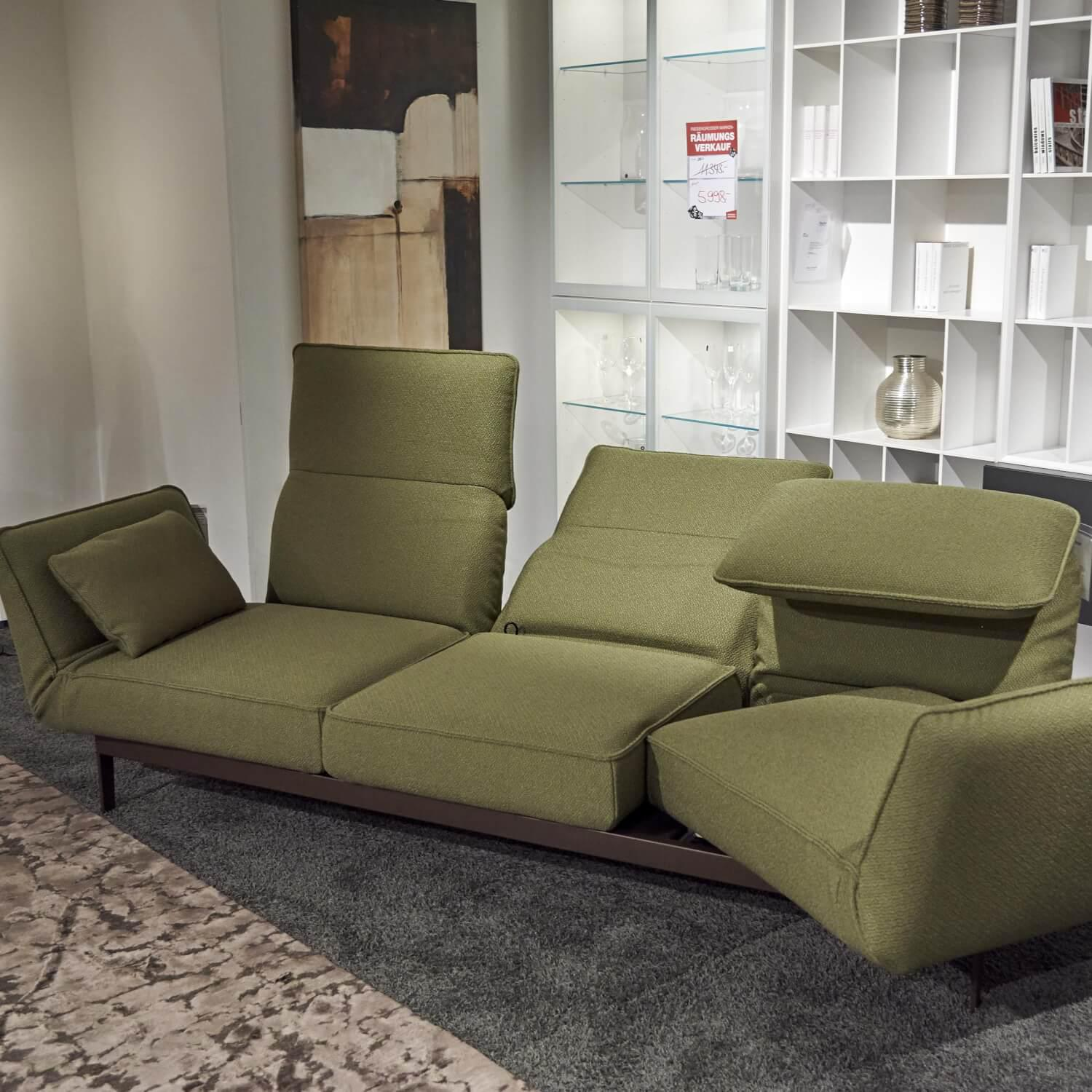 Rolf Benz - Sofa Mera Stoff 24.554 SchilfgrünGestell Stahl Feinstrukturiert Pulverbeschichtet mit Bank - 16