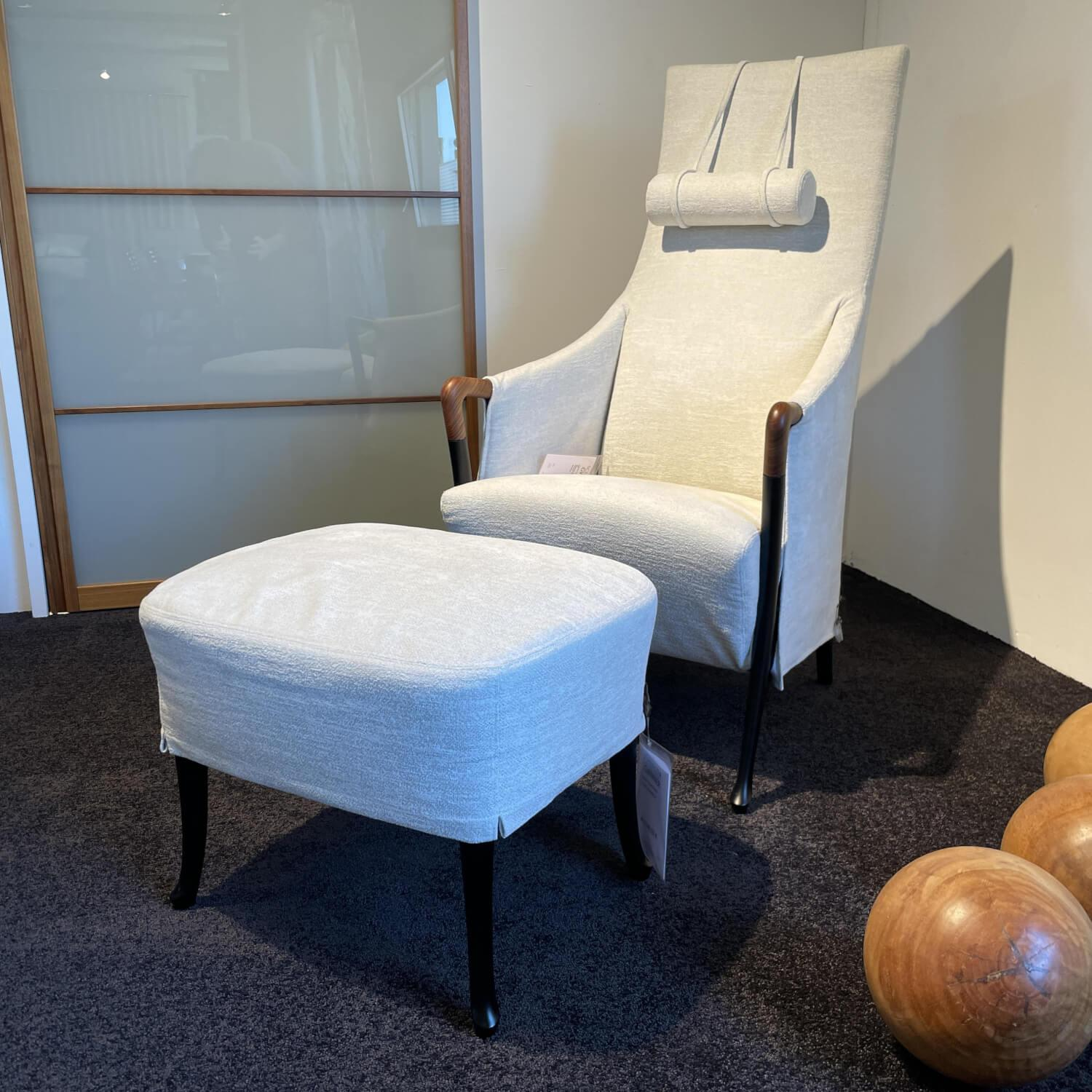 Giorgetti - Sessel Progetti Bergere Bezug Tinto 10611 900 Ottico 6510 mit Hocker Progetti und Kopfstütze - 7