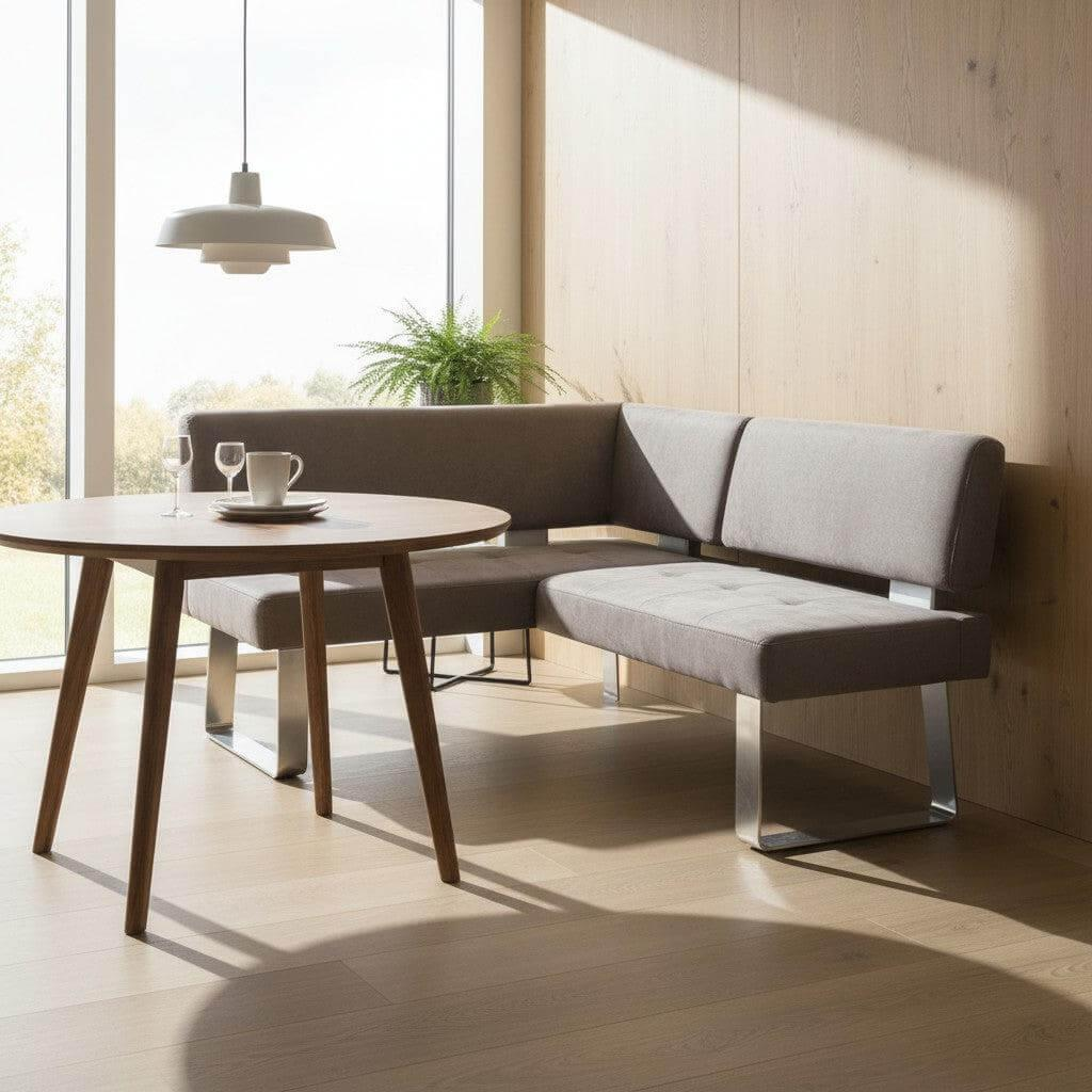 Eckbank 4191 Game I Stoff 520 Light Grey Grau Gestell Metall Gebürstet