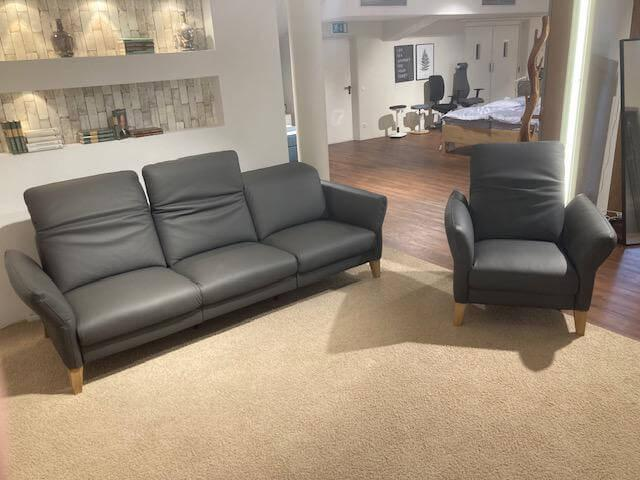 Activineo - Garnitur Benson Leder L30 WM Anthrazit Füße Braun - 3