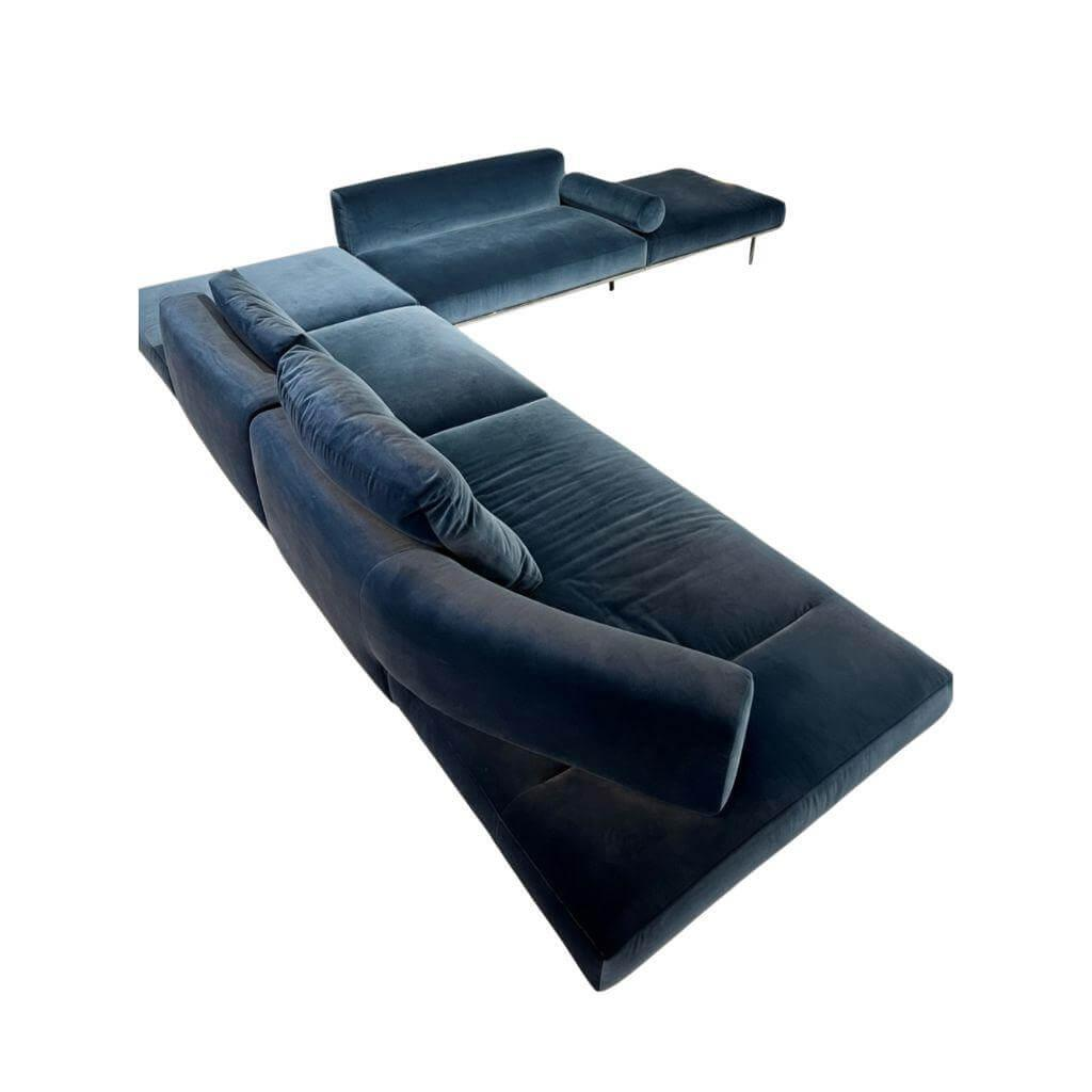 Knoll International - Wohnlandschaft Matic Stoff Iseo Blau (08) T-Naht Gestell Aluminium Glänzend - 1