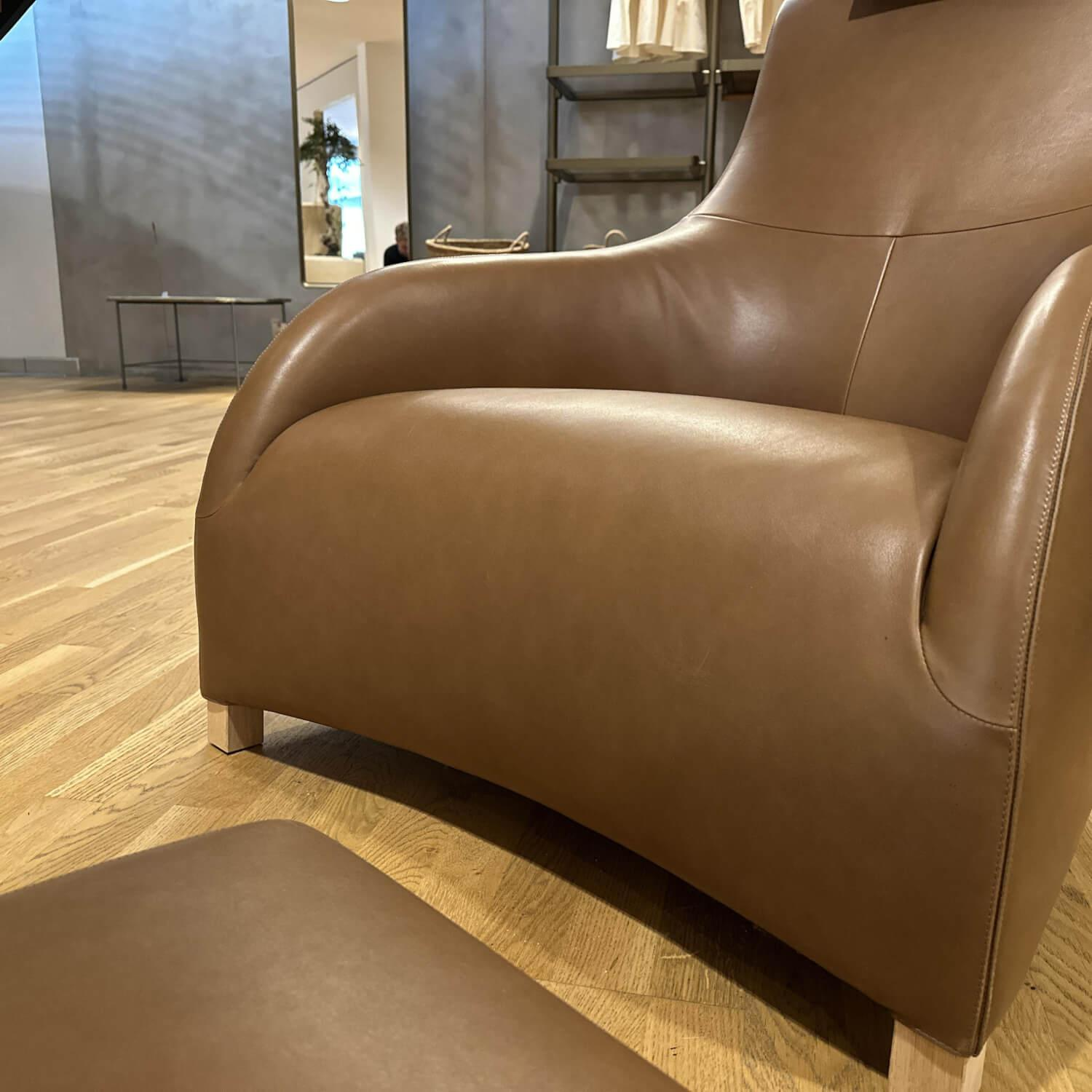 Maxalto - Sessel Apta Kalos 9750N Leder Kasla KS360 Hellbraun Inklusive Hocker und Kopfstütze - 4