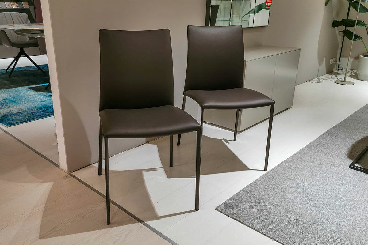 Draenert - 2er-Set Stuhl Nobile Soft Leder 740013 Dunkelbraun Gestell Dunkelbronze - 5