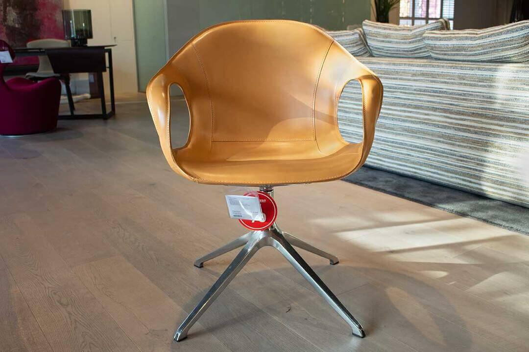 Kristalia - Stuhl Elephant Bezug Kernleder Natur Kreuzfuß Aluminium Glänzend Poliert - 2