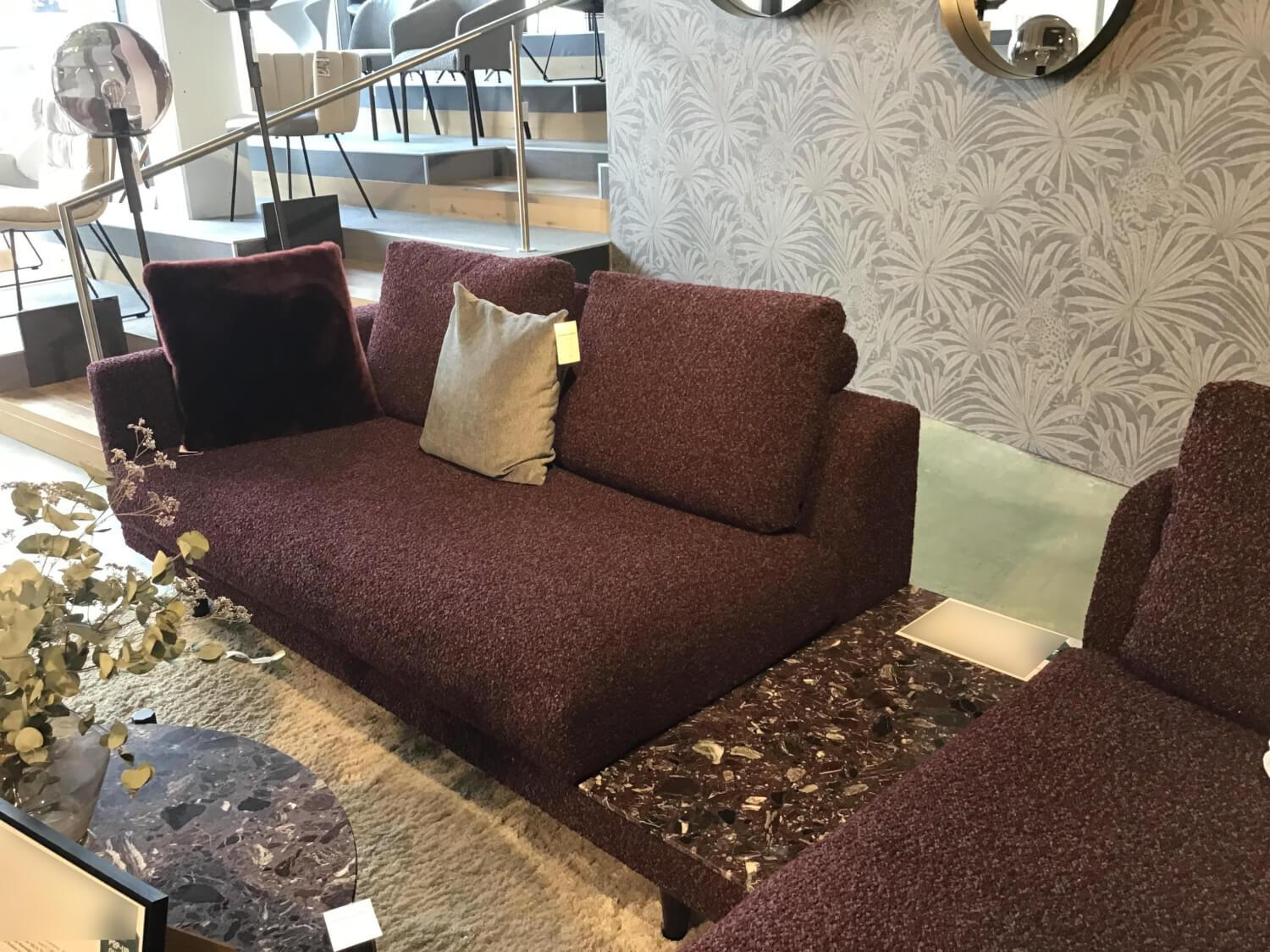 Bielefelder Werkstätten - Sofa Long Island Stoff Cooper BW 1779 111 Rot Fuß Eiche Wengefarbig Gebeizt Schwarz Inklusive Tisch Terrazzo Levanto Und Kissen - 8