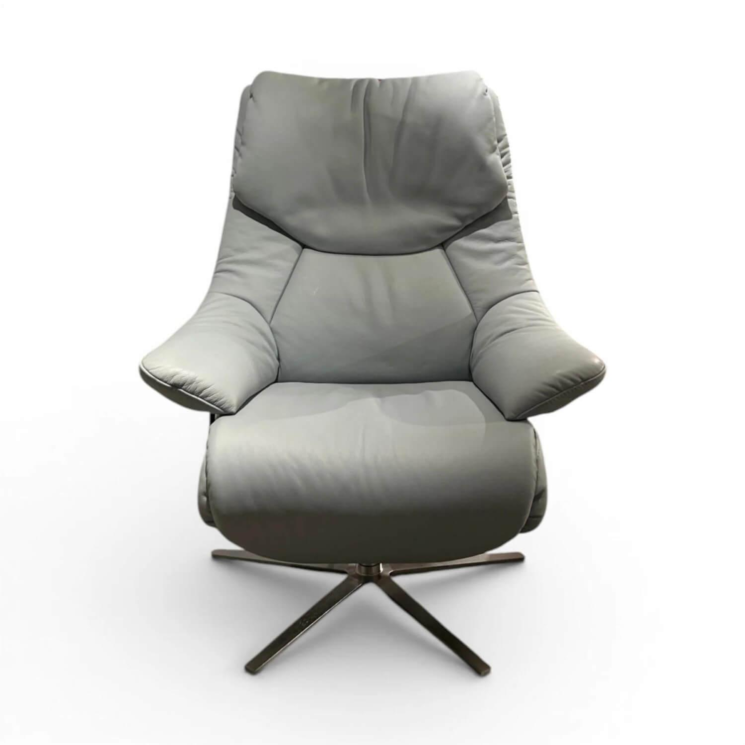 himolla - Sessel Himolla 7633 Malu Leder Longlife Rustika Sky Hellgrau Sternfuß Metall Edelstahl - 1