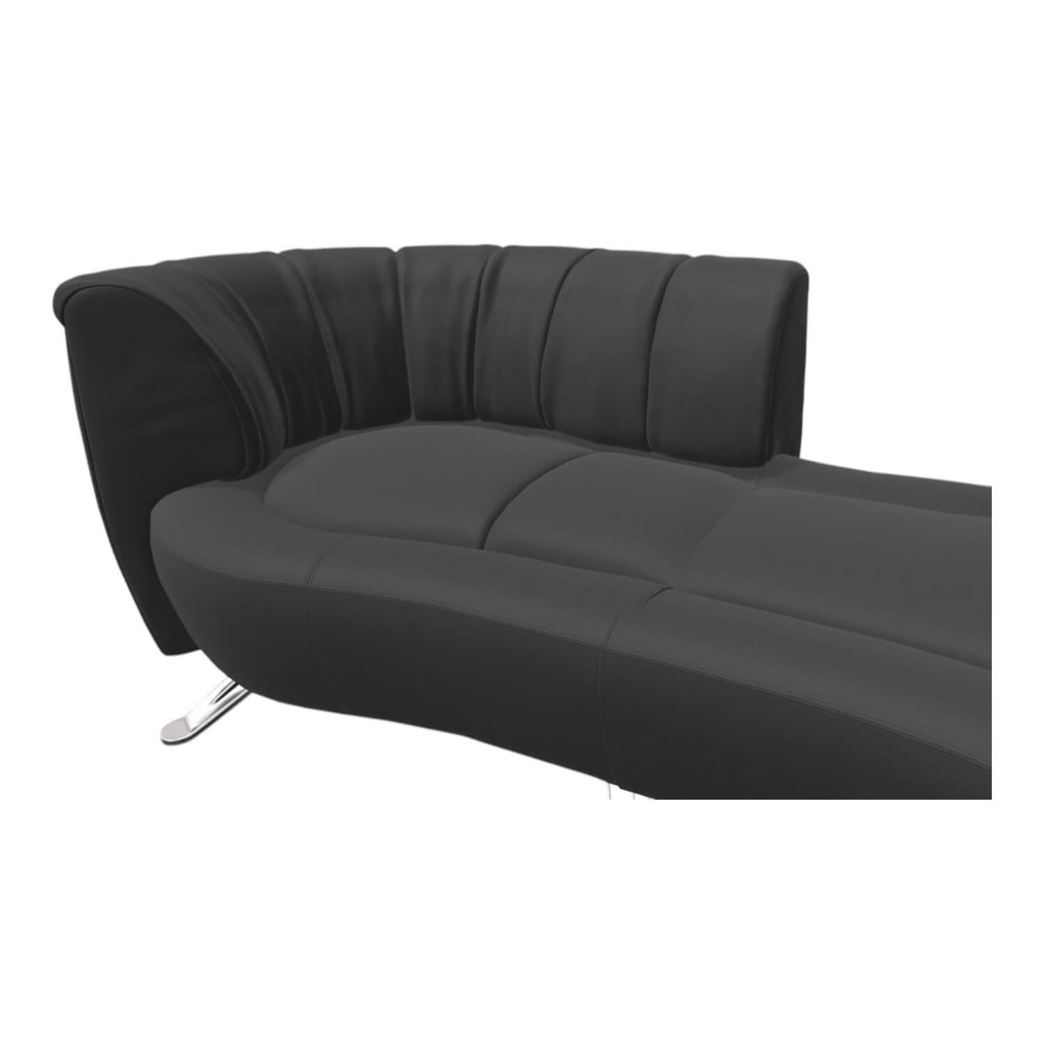 De Sede - Ecksofa DS 1064 River Leder Select 2411 Black Schwarz Füße Hochglanz Verchromt - 5