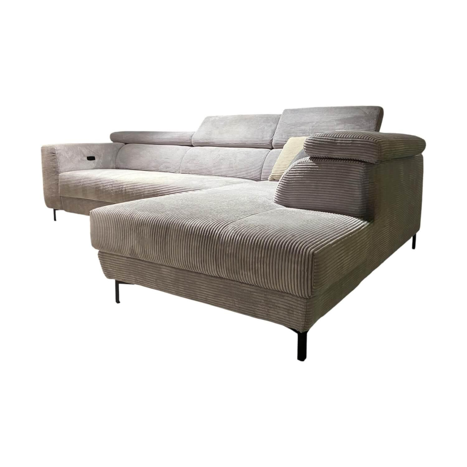 Kawoo - Eckkombination 7539 Cord S GCT 49 08 Platinum Grey Grau Füße Metall Schwarz Inklusive Kissen - 1