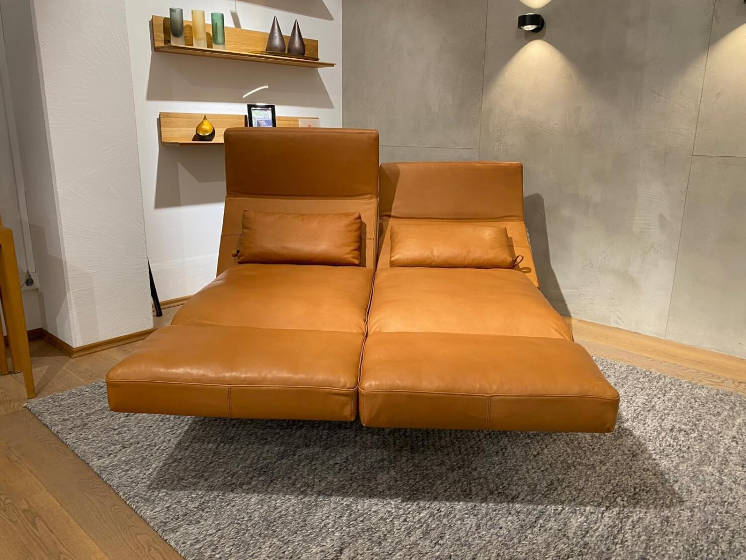 Brühl - Sofa Zweisitzer Roro Soft Medium Leder 570 Pearl Cognac Braun Gestell Schwarz - 5