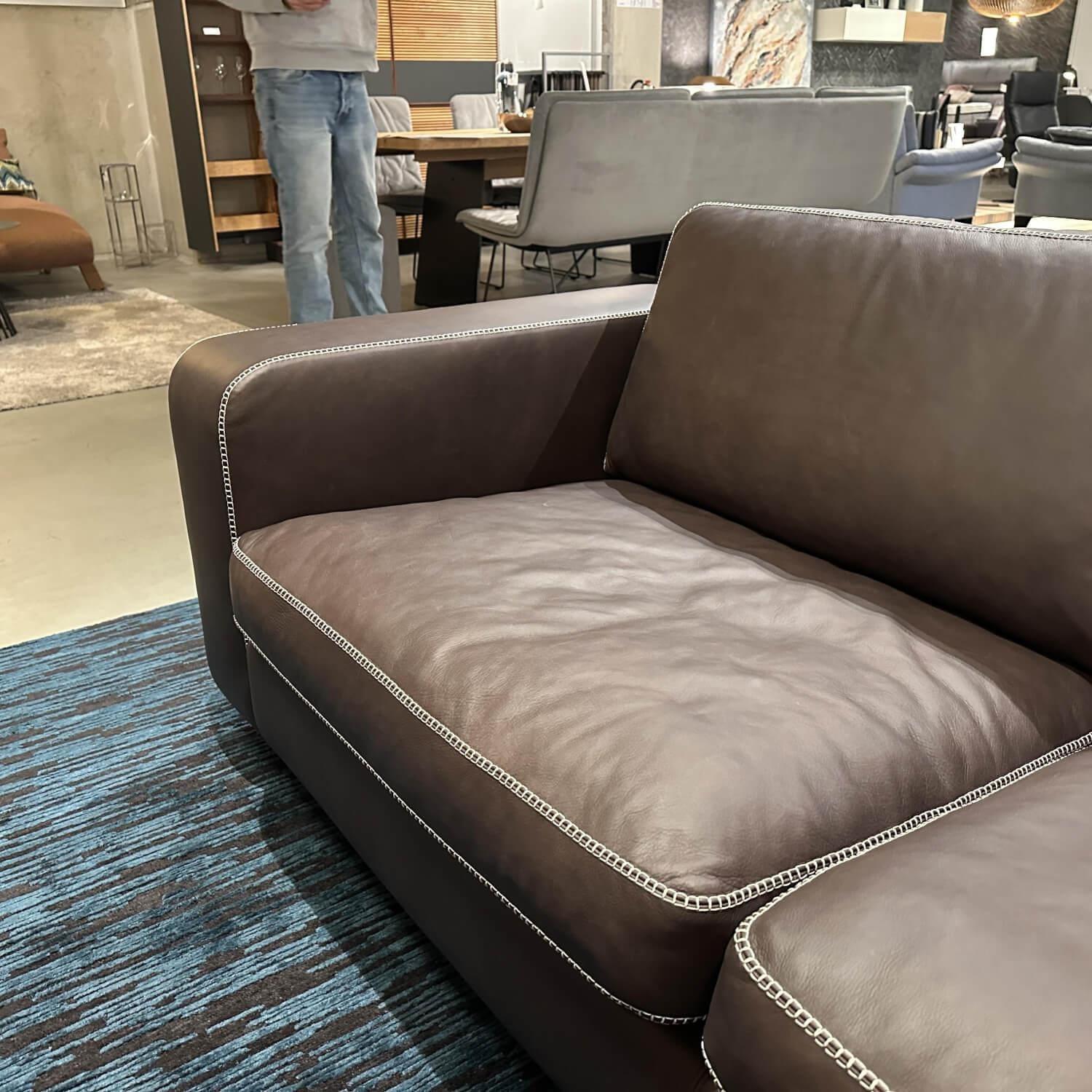 Sitzwerk - Sofa Valentino Leder Gaucho 5 Chocolate Braun Füße Eiche Dunkel - 9