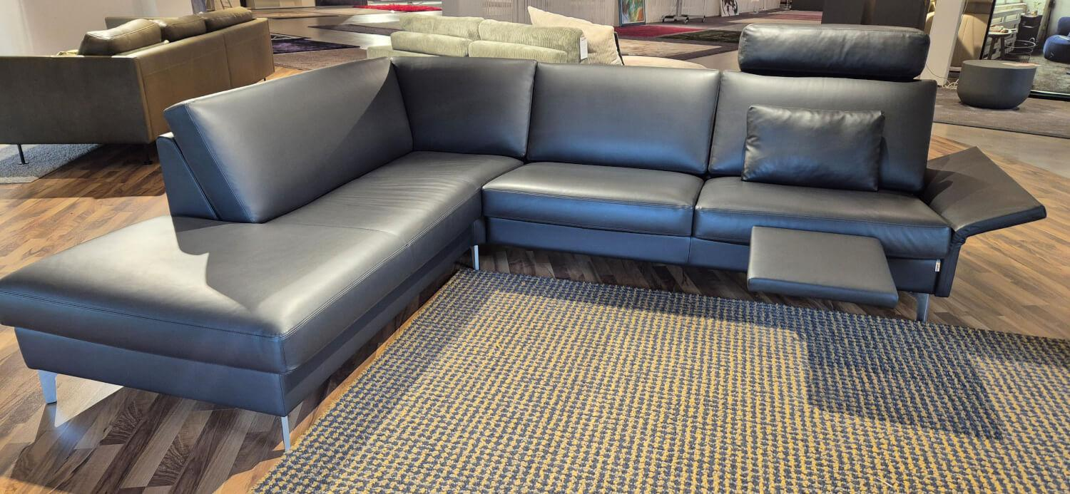 Erpo - Ecksofa CL 990 Leder 42.059 Anthrazit Füße Verchromt mit Fußablage - 6